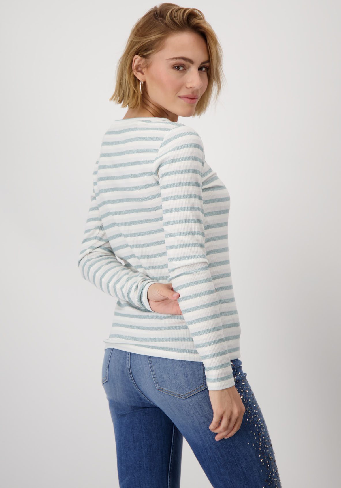 Monari Shirt met ronde hals met strepen