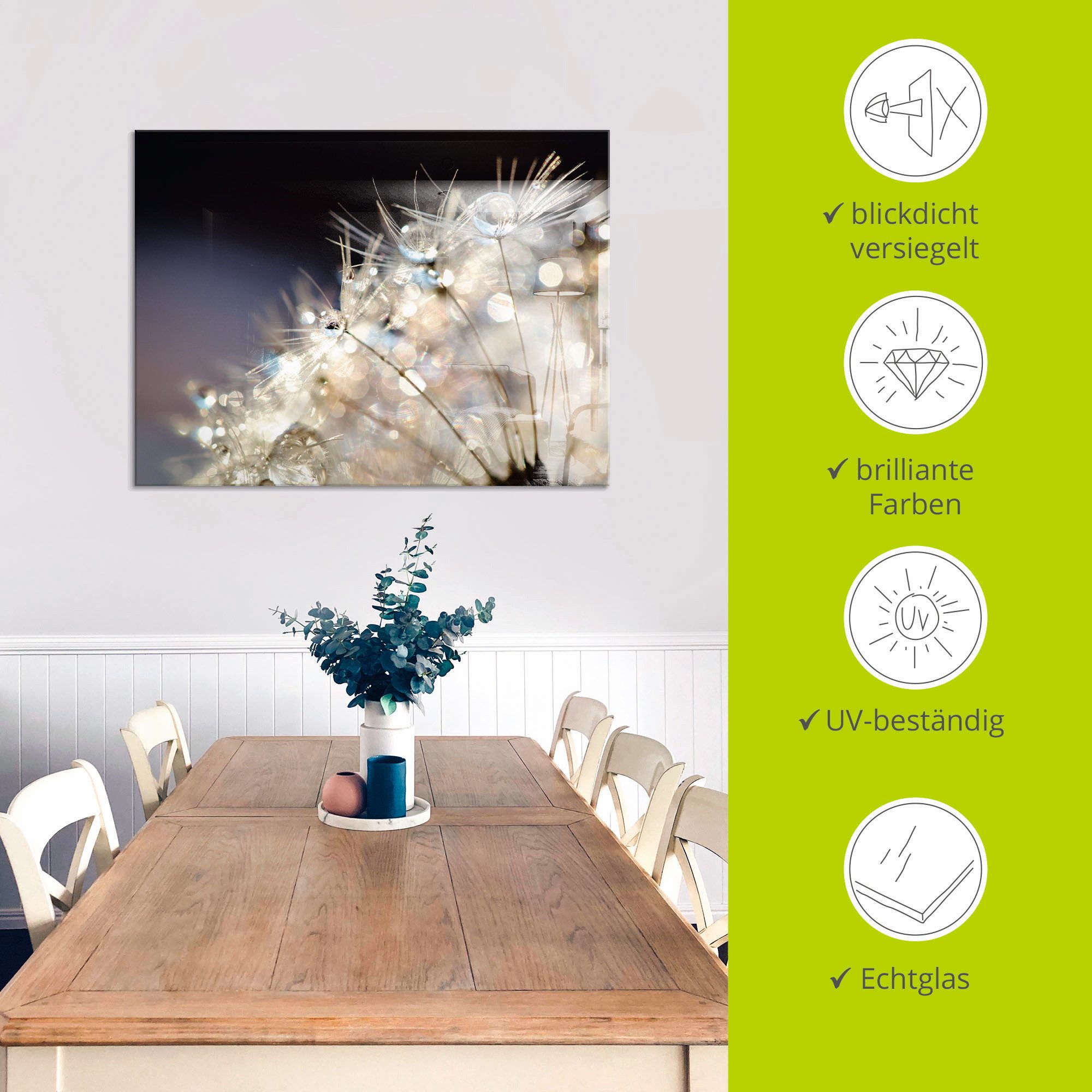 Artland Print op glas Pluizenbol fantasie in verschillende maten