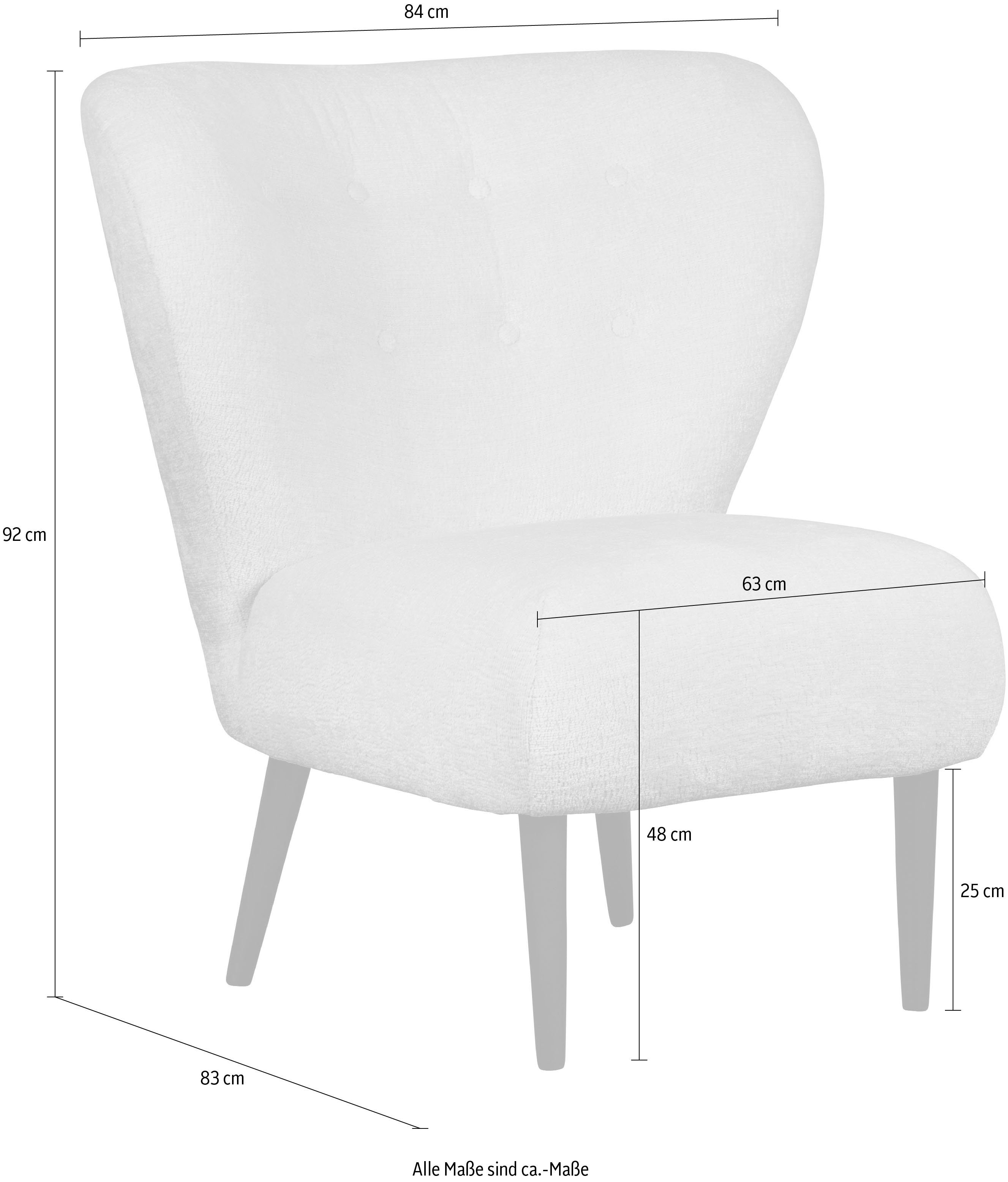 LeGer Home by Lena Gercke Fauteuil Dinah Knoopdetails op de achterkant, naar keuze met of zonder poef/voetenbank