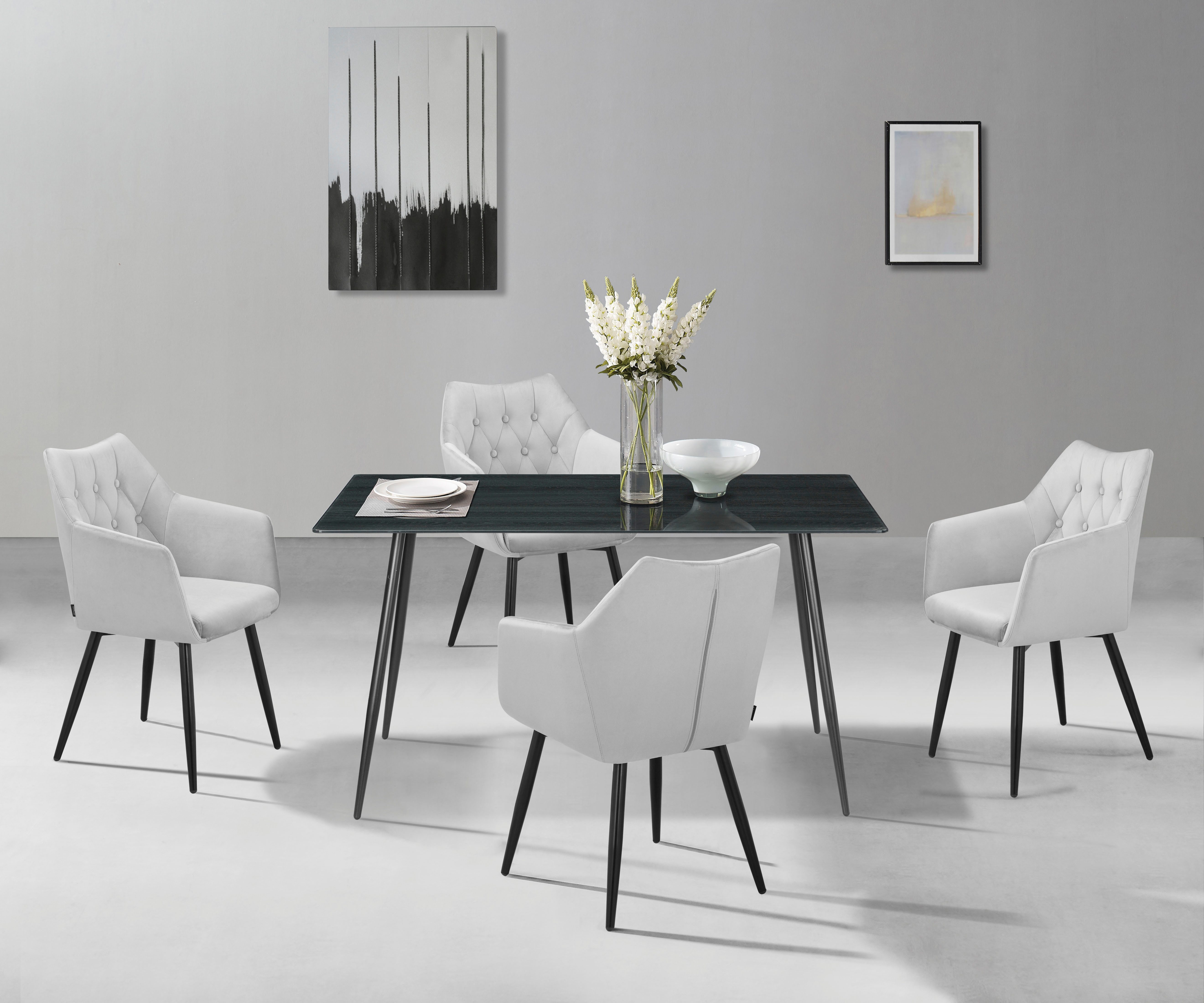 Home affaire Eettafel Turah, TOPSELLER! met glazen blad in houtlook, tijdloos ontwerp, onderhoudsvriendelijk