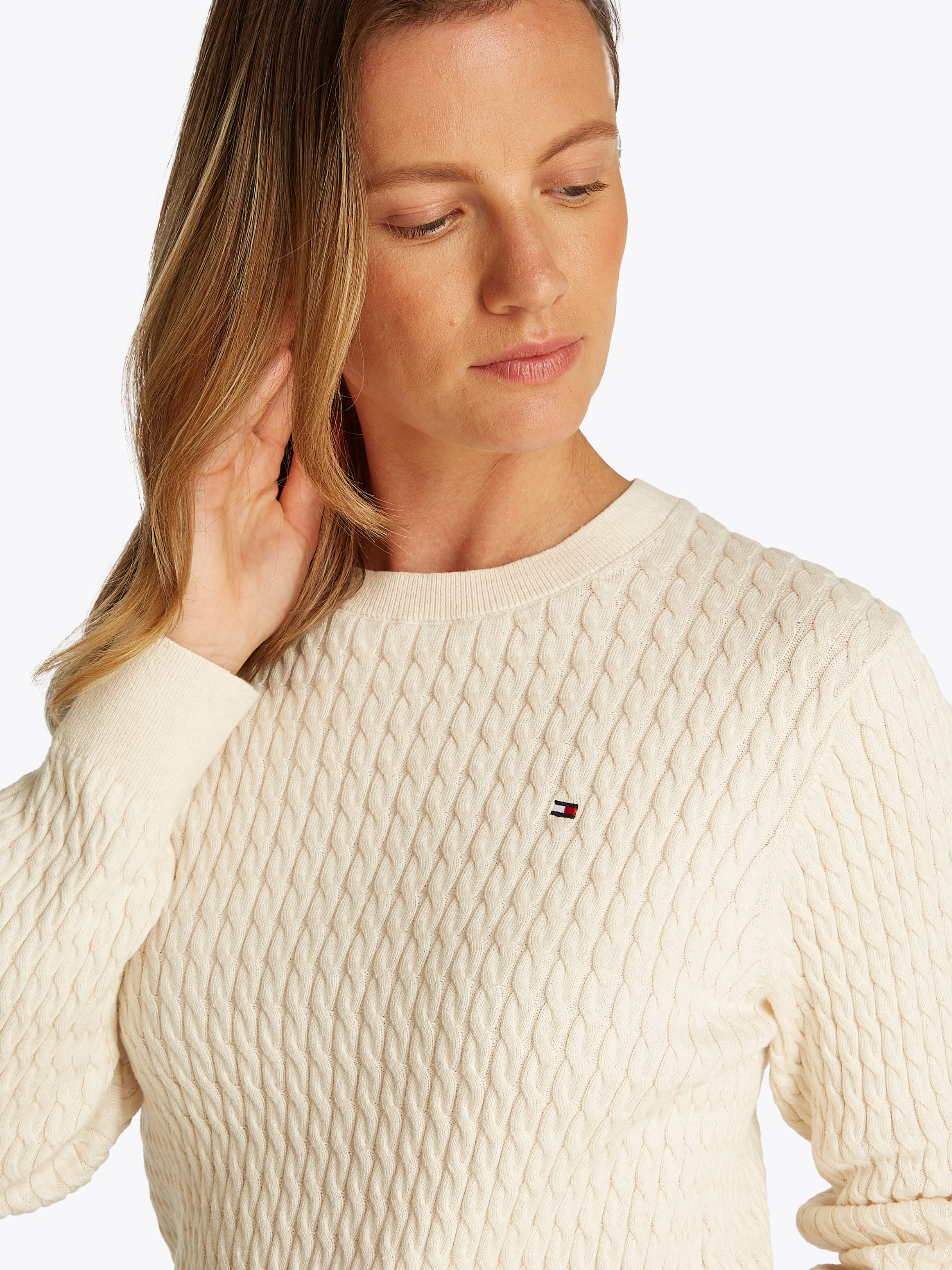 Tommy Hilfiger Trui met ronde hals CO CABLE C-NK LS SWEATER