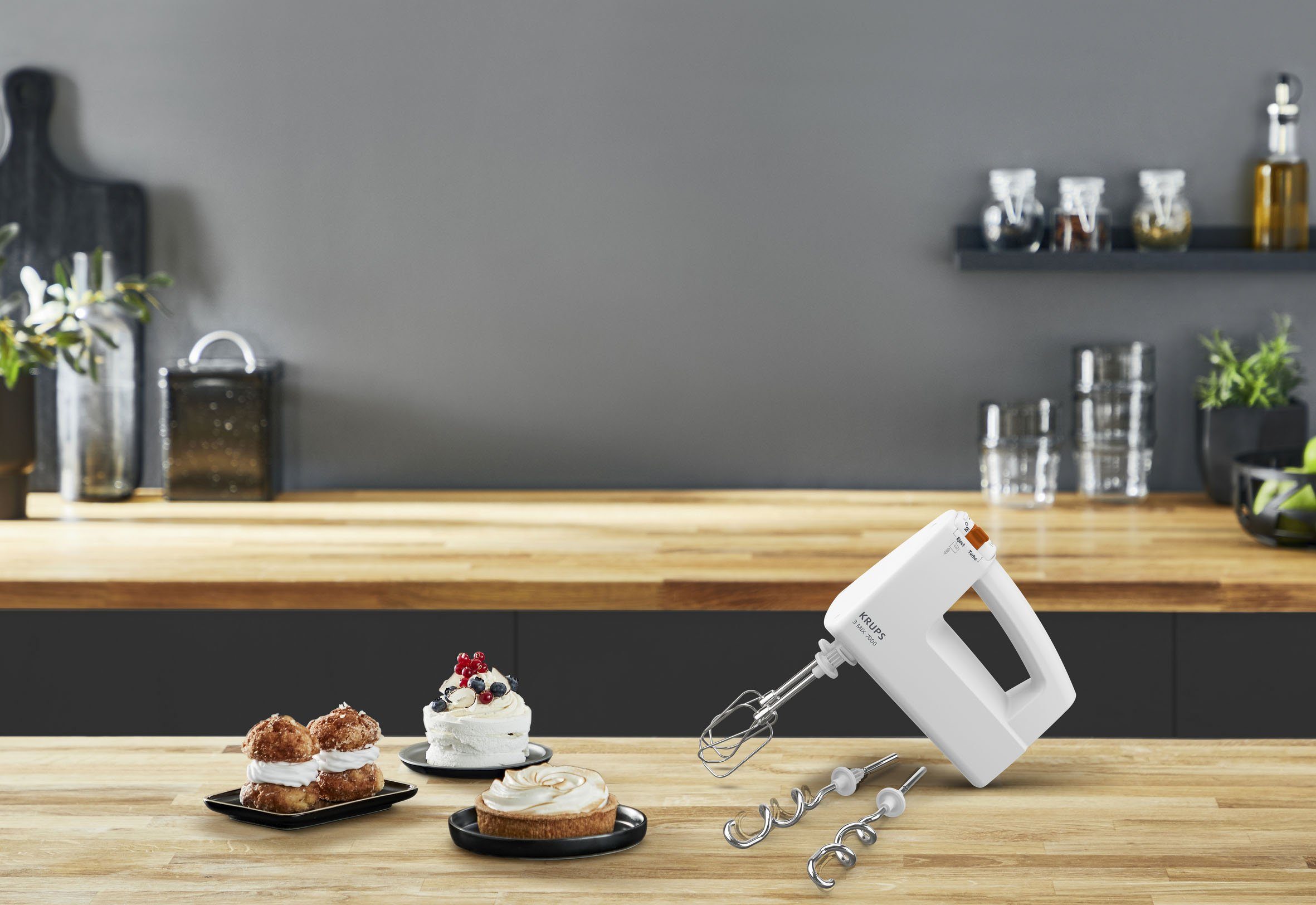 Krups Handmixer 3 MIX 7000 Turbo- en uitwerpknop, garde en kneedhaken van roestvrij staal, F60814