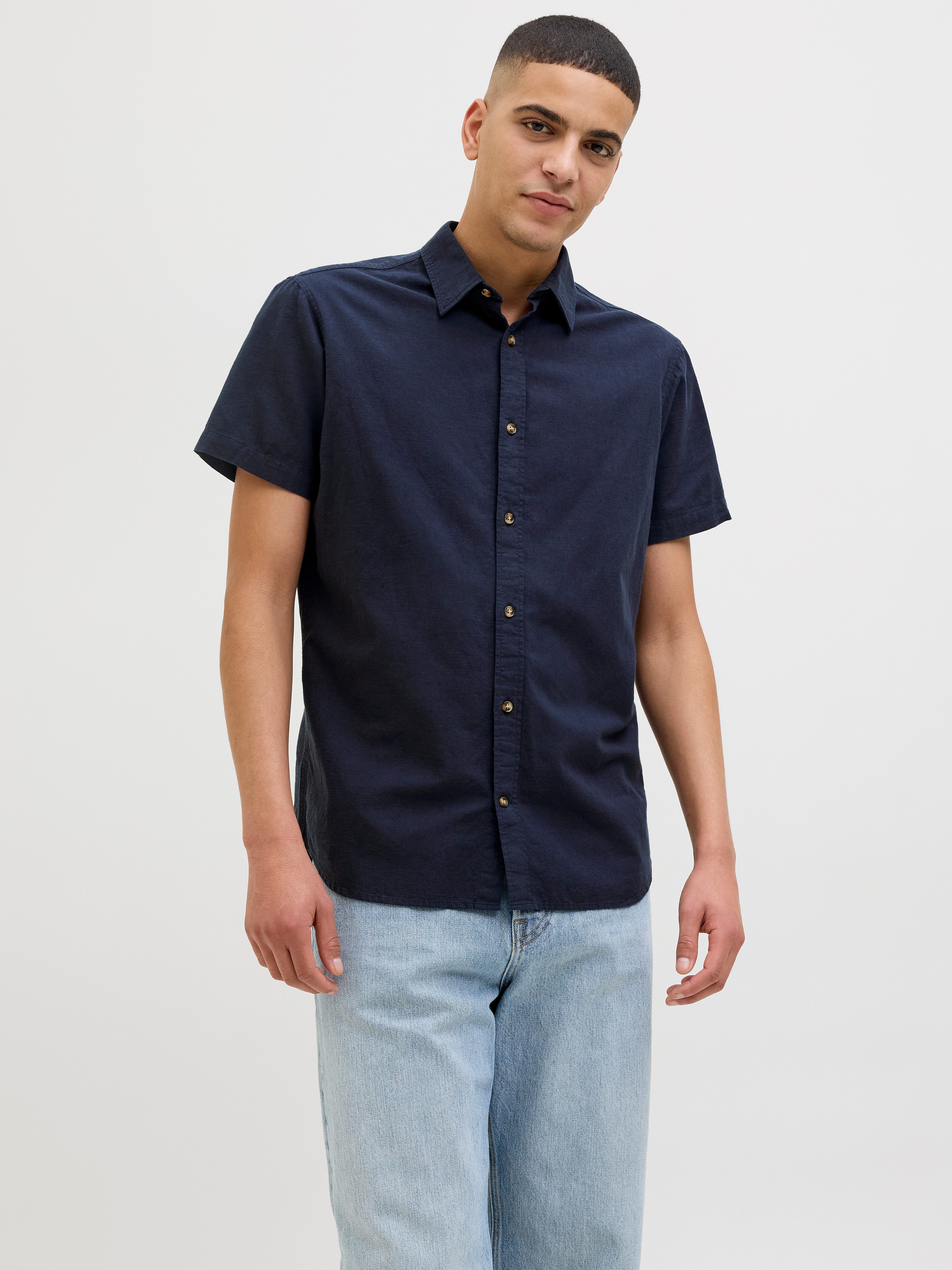 Jack & Jones Overhemd met korte mouwen JJESUMMER SHIRT SS SN heren overhemden maat S blauw