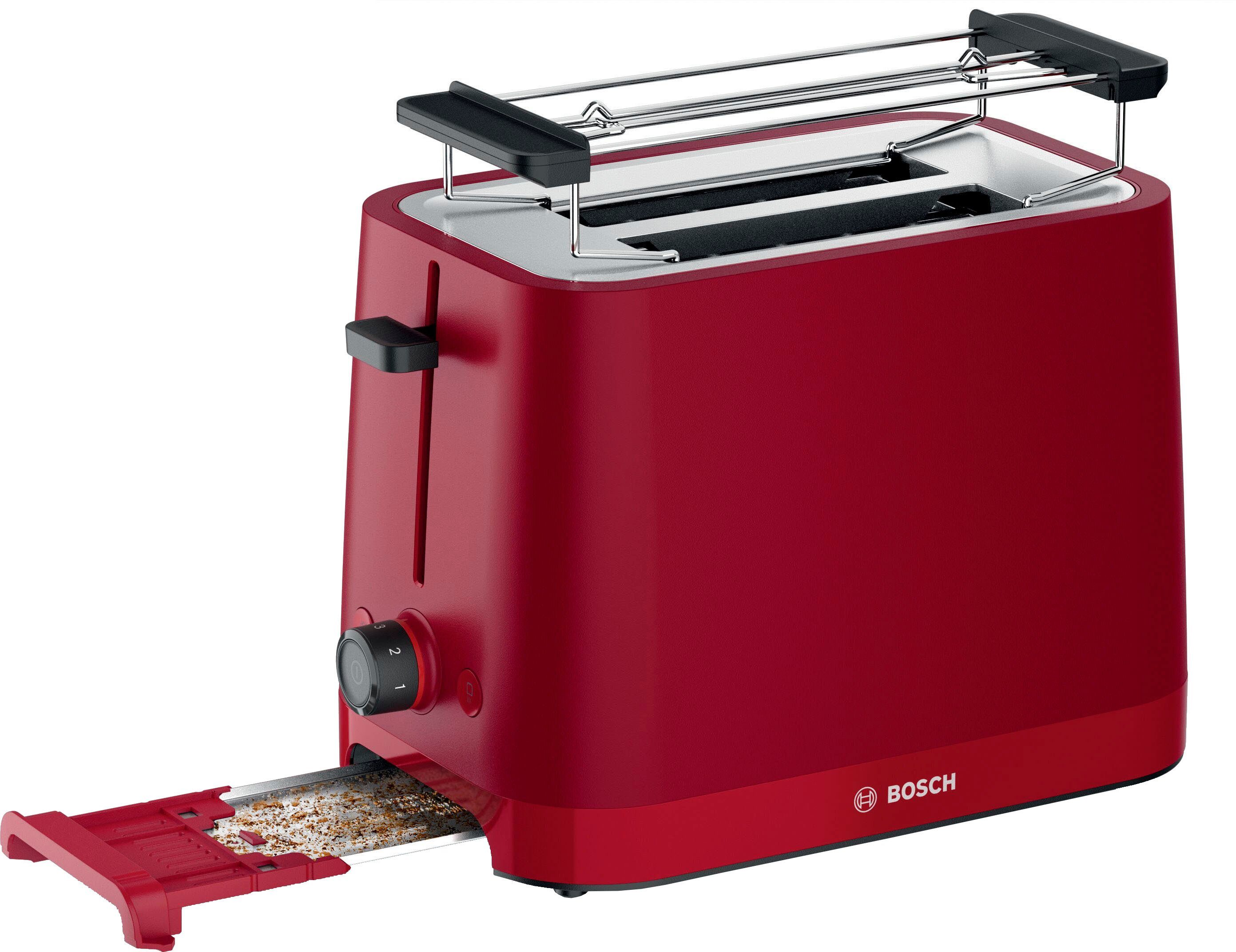 BOSCH Toaster MyMoment TAT3M124 afneembare opzet voor broodjes, ontdooi-functie, brood centreren, auto off
