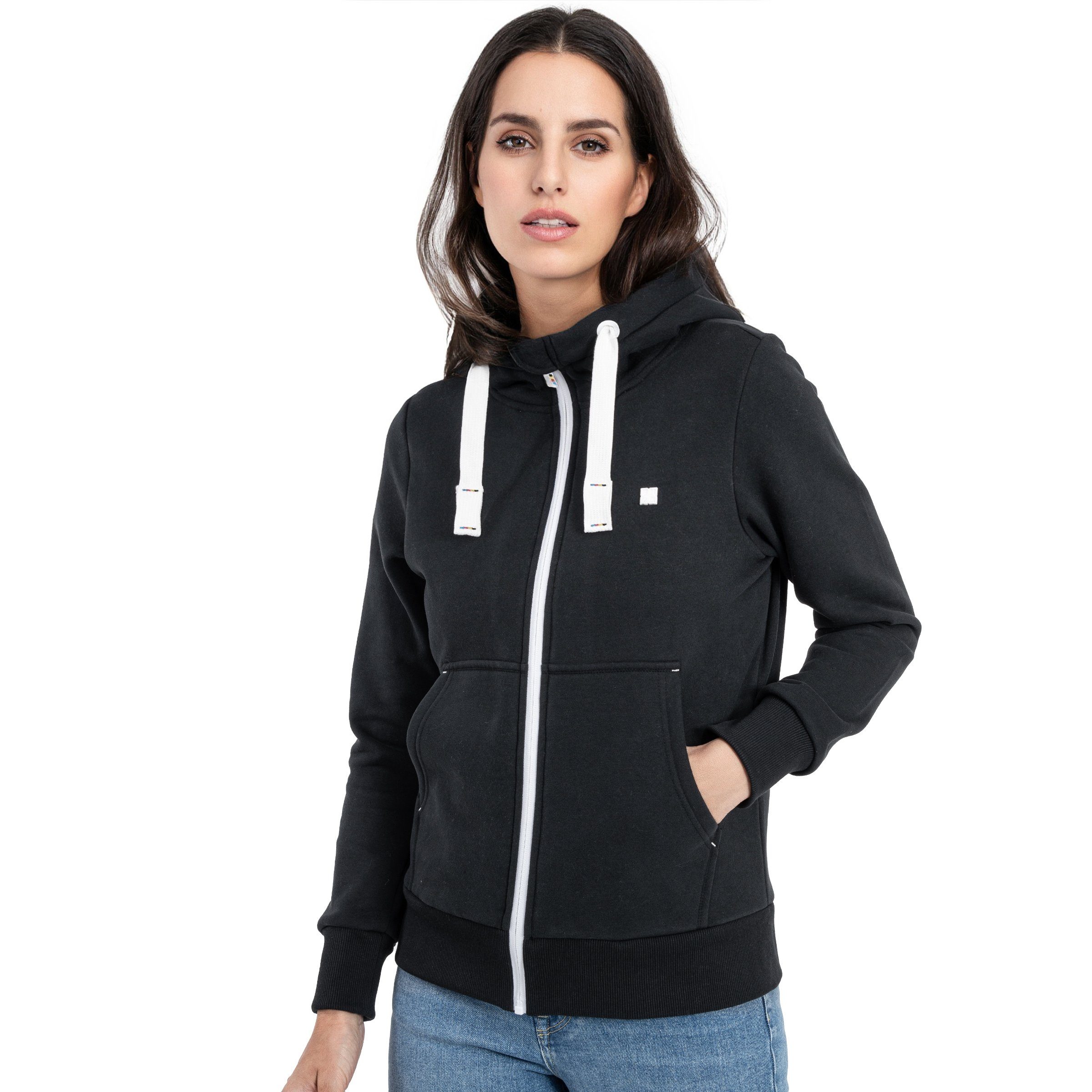 DEPROC Active Capuchonsweatvest FinjaCMYK II zachte fleecejack met kangoeroezak