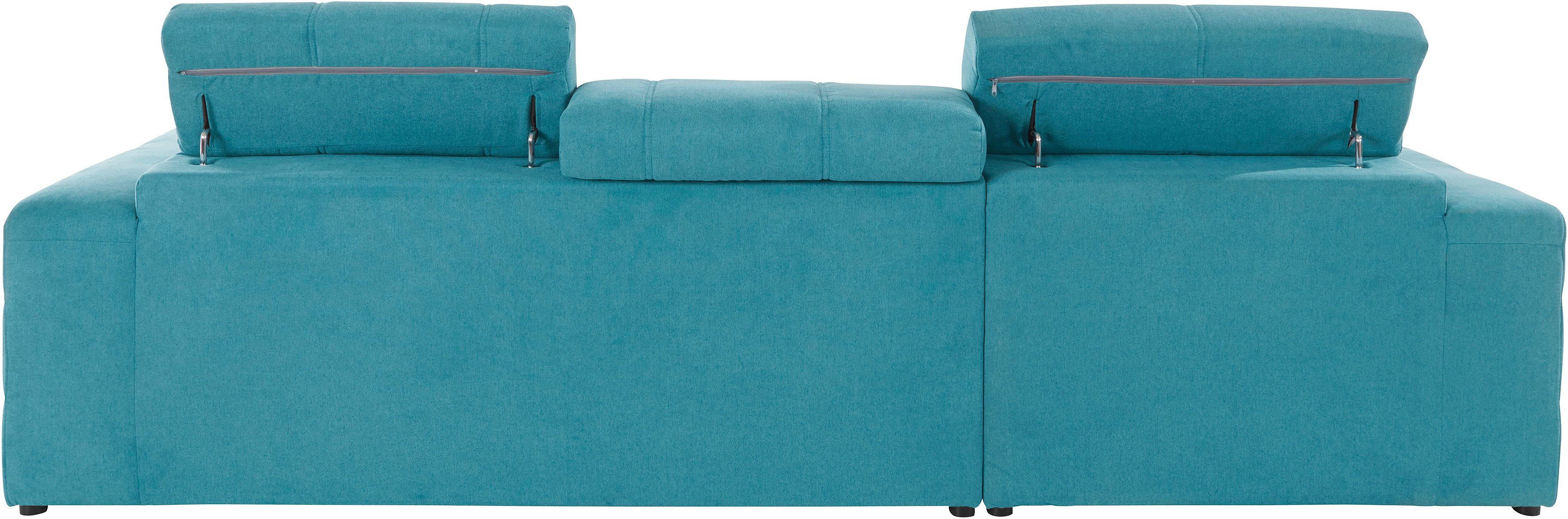 DOMO collection Hoekbank Brandon B/D/H: 289/177/80 cm, keuze met zitdiepteverstelling, L-vorm