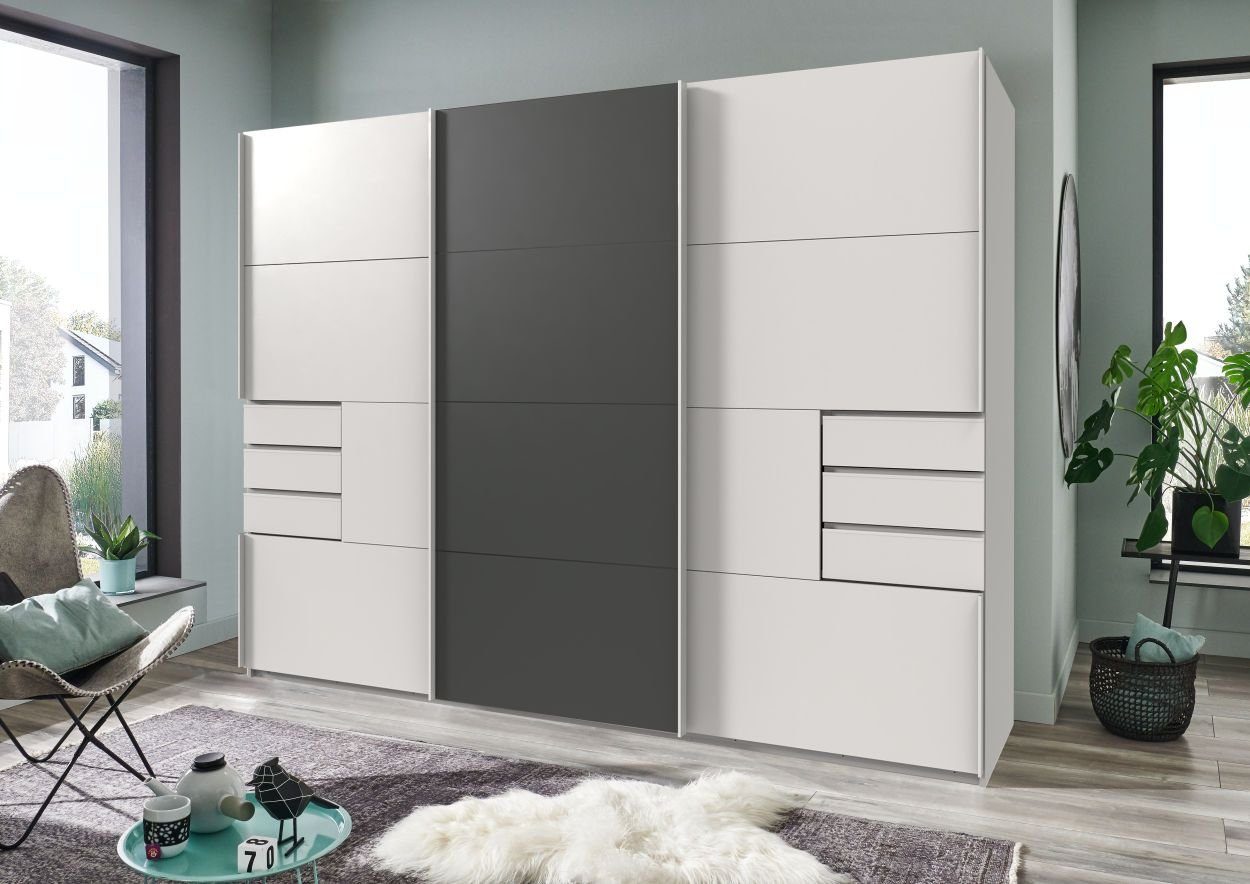 Wimex Zweefdeurkast Saigon, met complete binneninrichting, Made in Germany Kledingkast 3-deurs, 270 cm breed, met 6 praktische externe laden