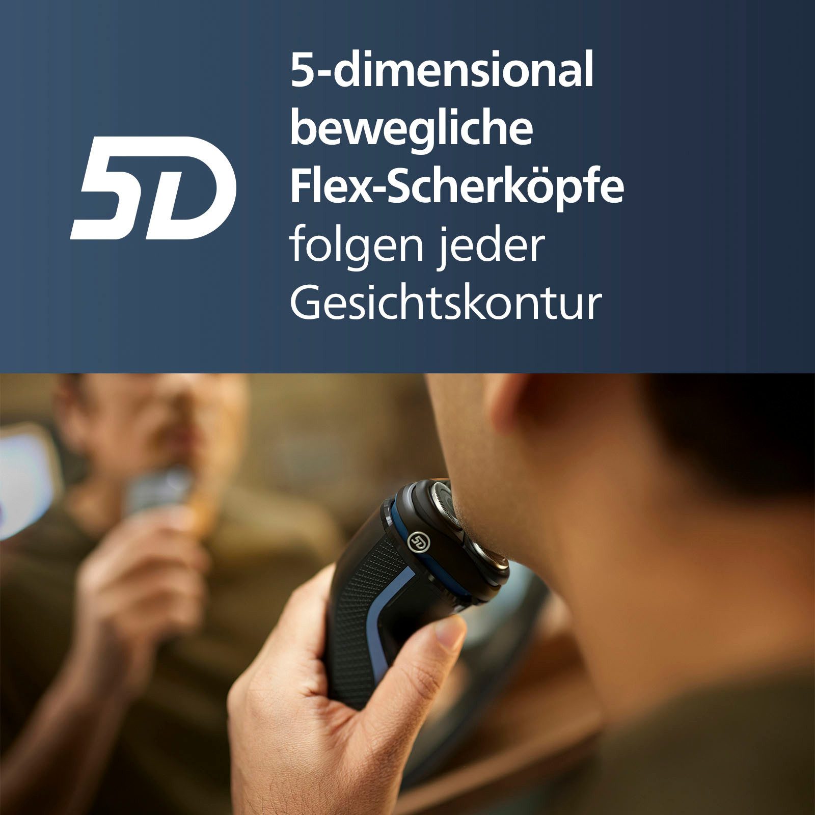 Philips Elektrisch scheerapparaat Shaver Series 3000 S3243/12 5-dimensionaal beweegbare flex-scheerkoppen, beschermkap en tas