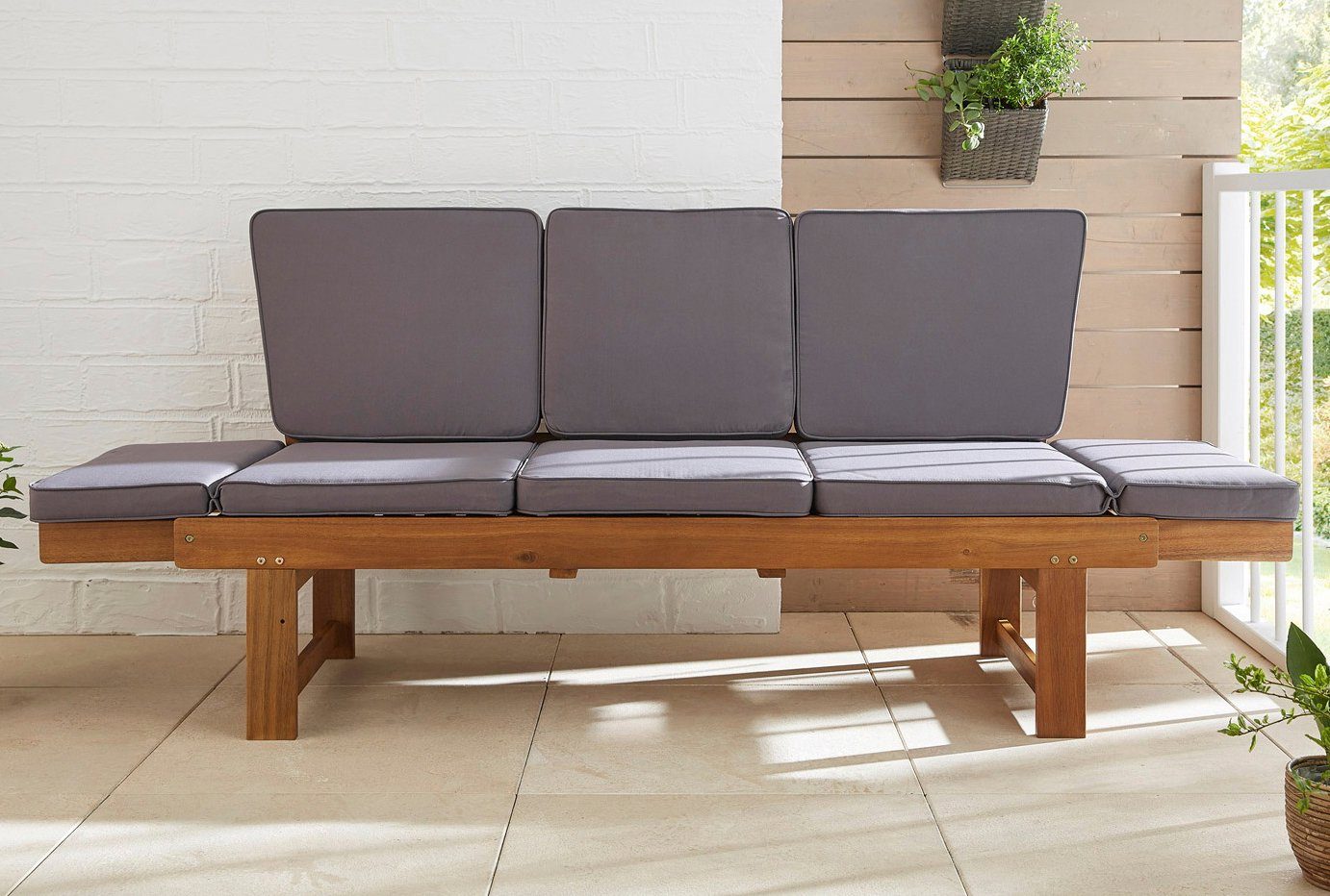 my Flair Tuin loungebank Rügen met uitklapbare tafel en variabele armleuningen