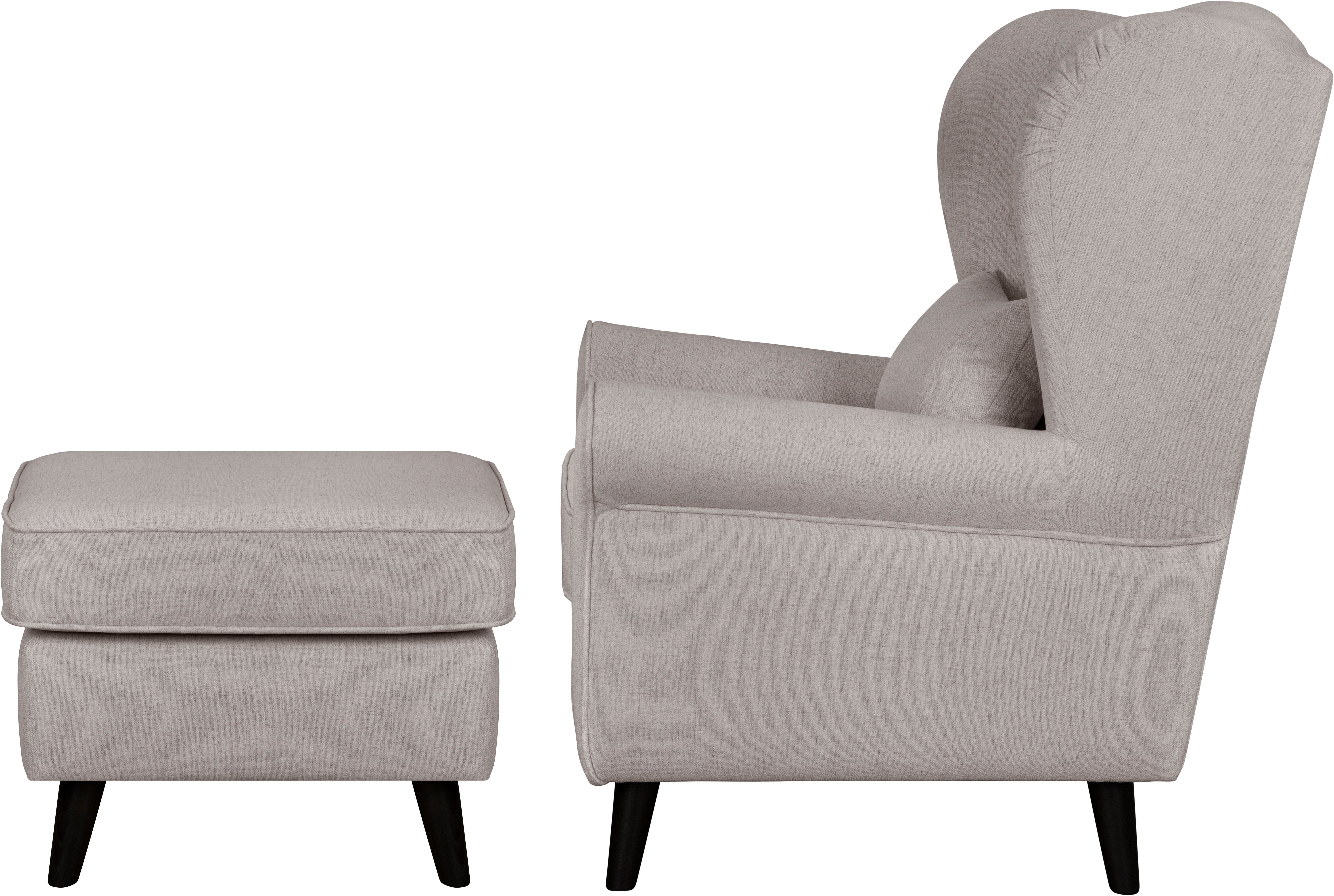 Home affaire Fauteuil Ohrensessel CHISTELLE, optioneel met poef met golfondersteuning, afmetingen: b/d/h: 81/87/99 cm