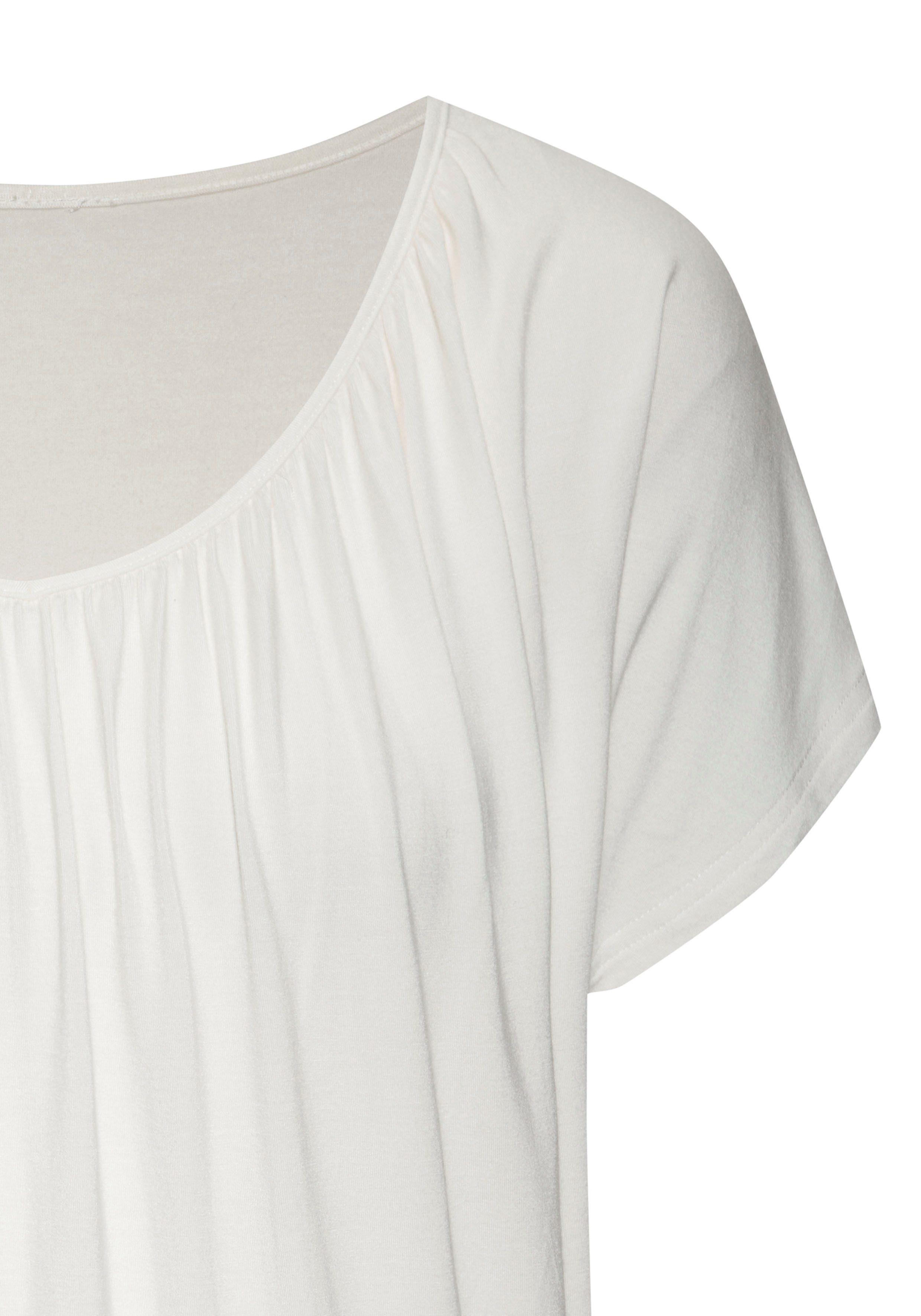 Lascana Shirt met korte mouwen met elastiek in de band (1-delig)