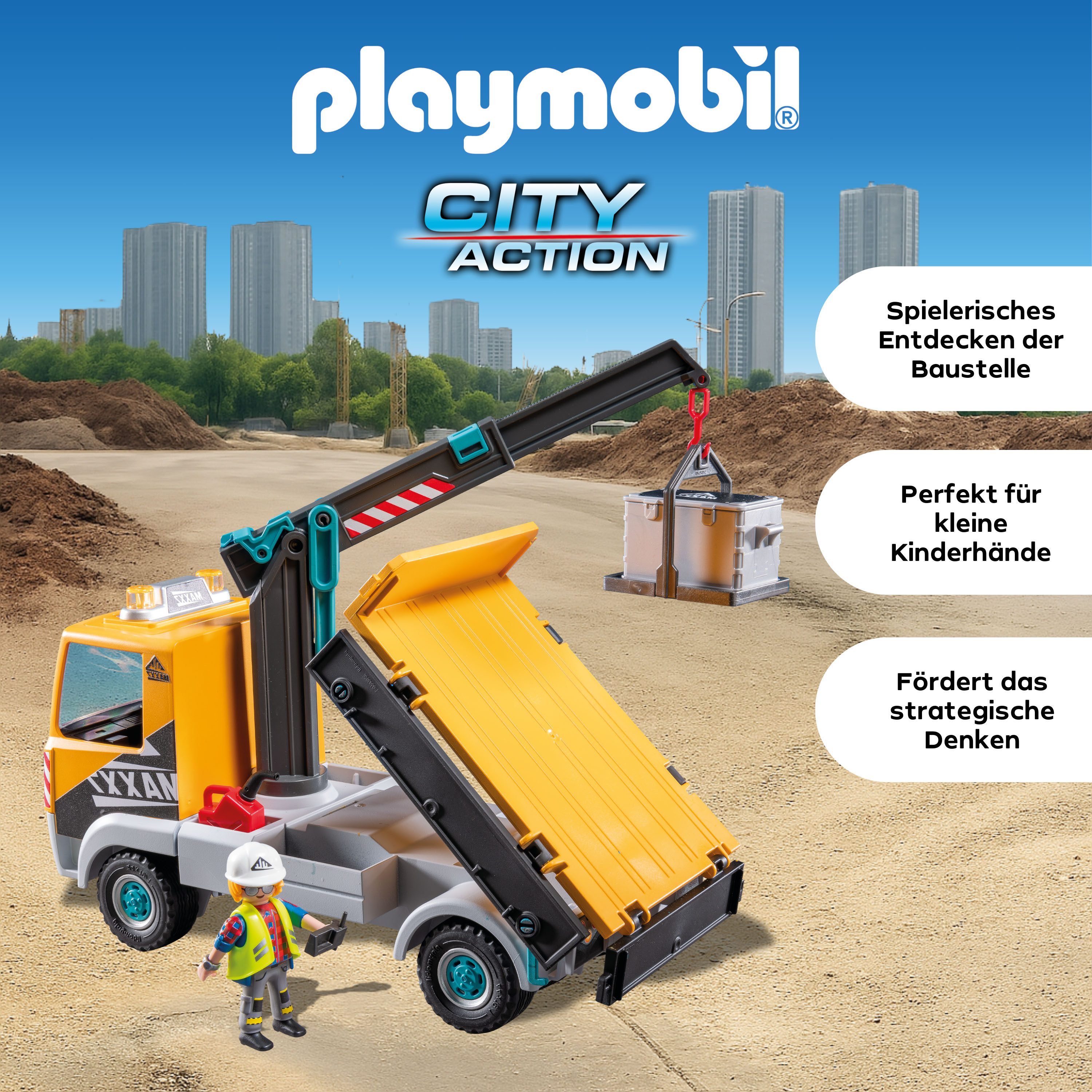 Playmobil® Constructie-speelset Baustellen-LKW mit Kran (71750), Playmobil Action Heroes (55-delig)