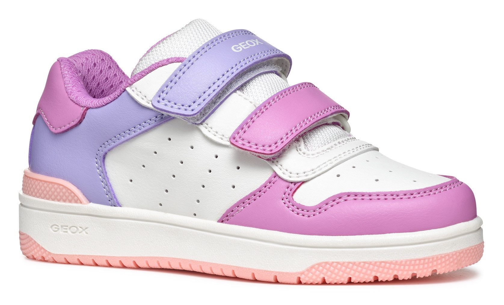 Geox Sneakers J WASHIBA GIRL , sneaker, vrijetijdsschoen, klittenbandschoen in retro look meisjes sneakers maat 30 roze