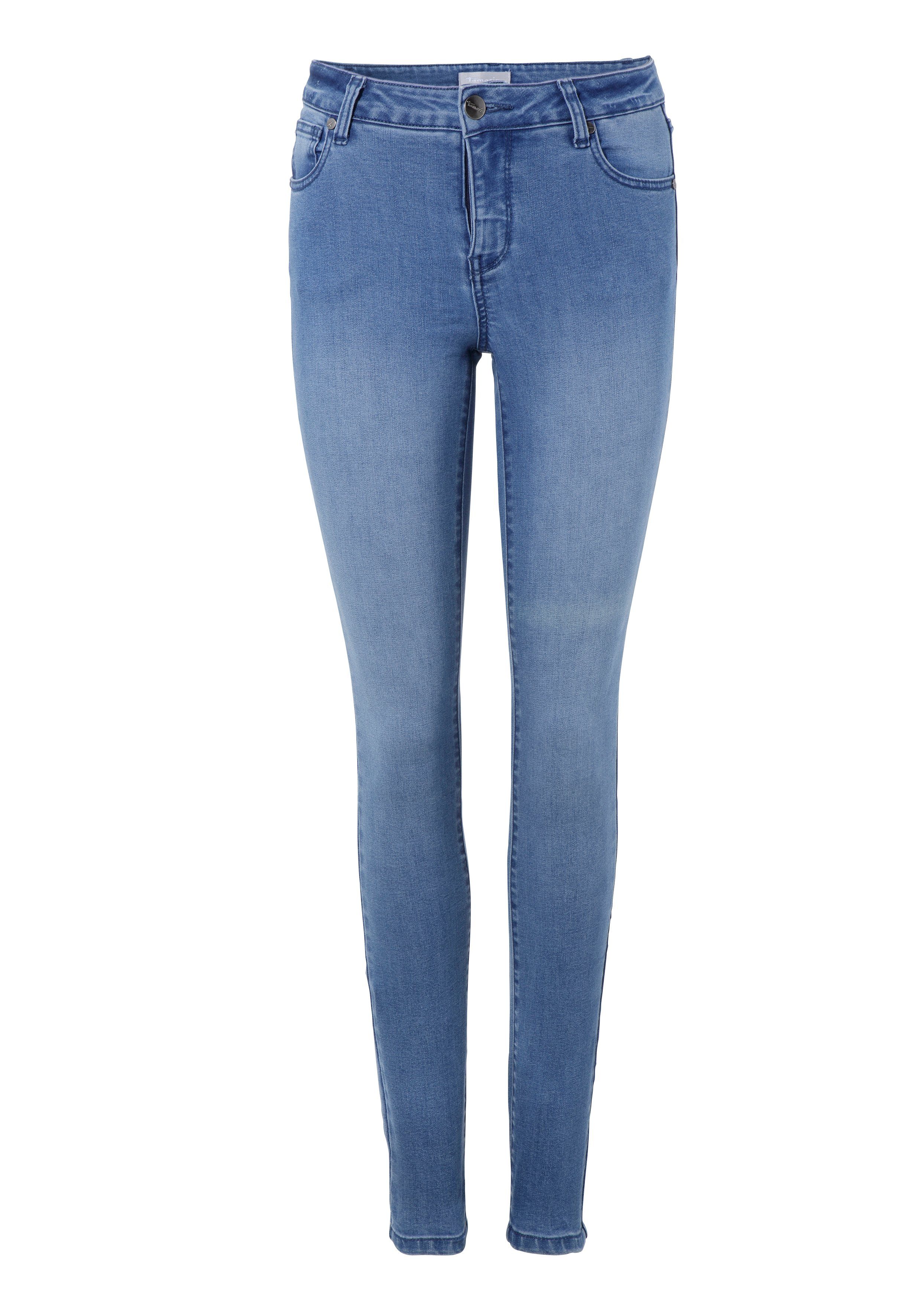 Tamaris Skinny fit jeans smalle broekpasvorm, normale taille, 5-pocket-vorm, used-wassing