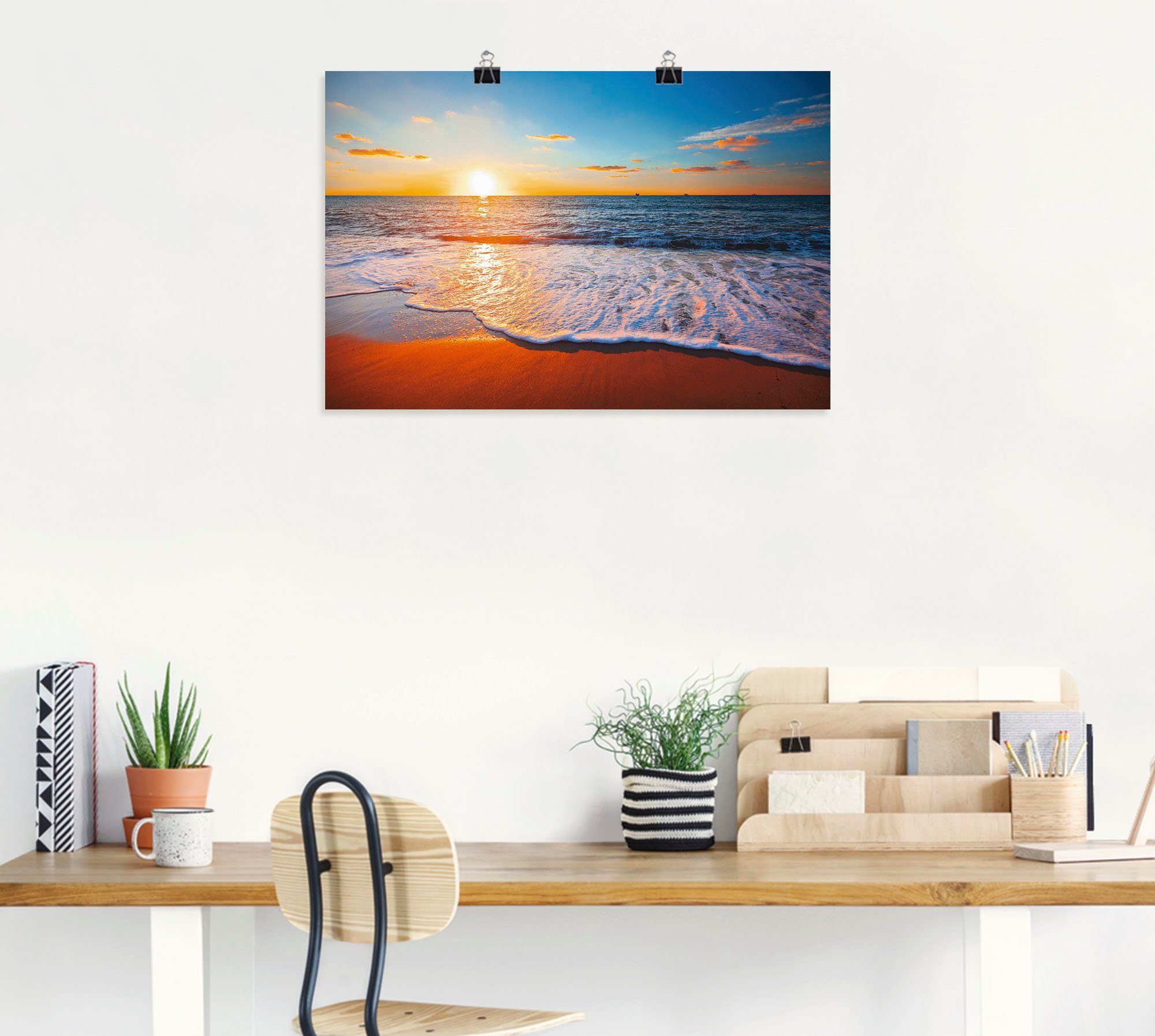 Artland Artprint Zonsondergang en de zee als artprint van aluminium, artprint voor buiten, artprint op linnen, poster in verschillende maten. maten