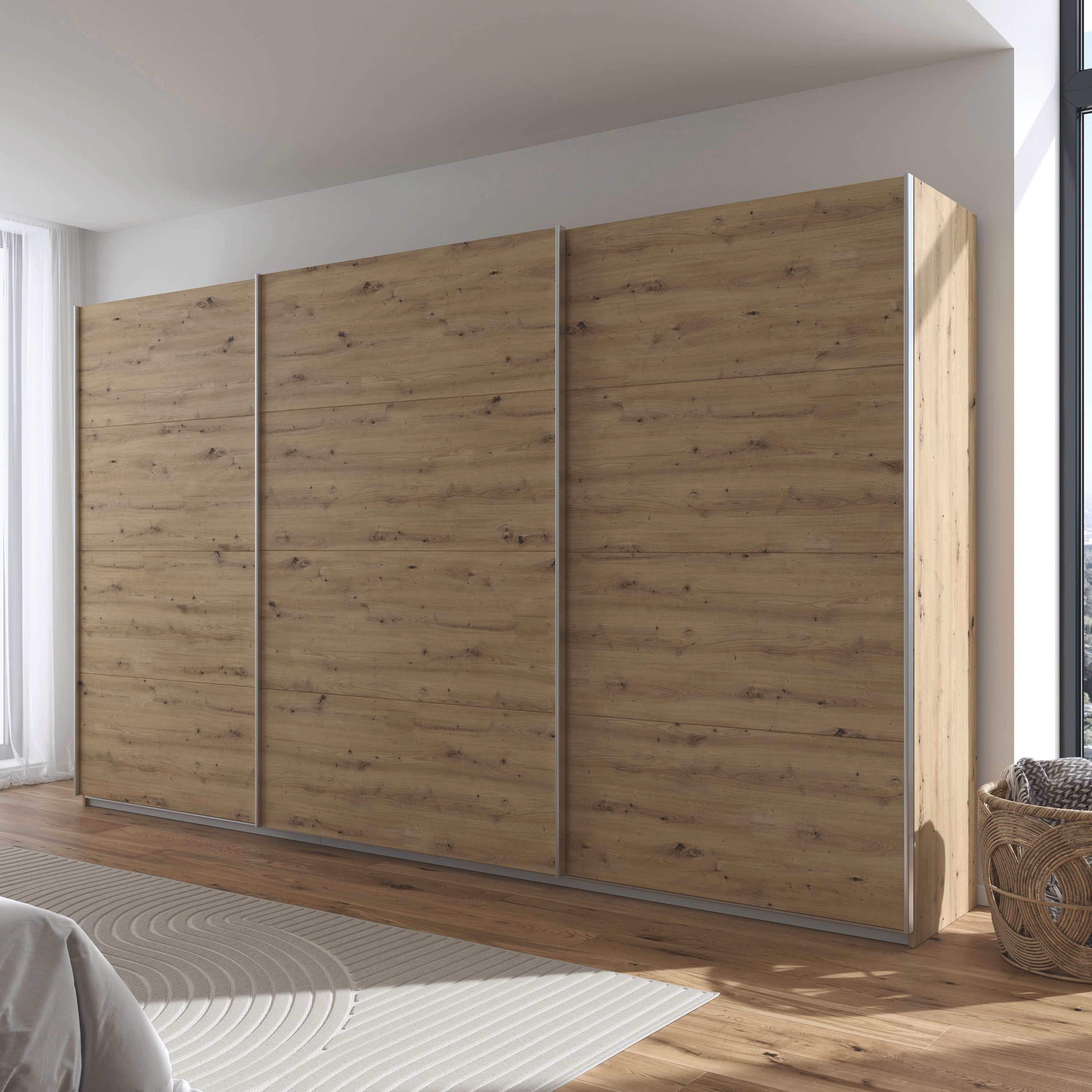 rauch Schuifdeurkast Kledingkast kast garderobe AGORDO met decor- of hoogglansfront doordachte binnenuitrusting, in 4 breedtes en 2 hoogtes made in germany
