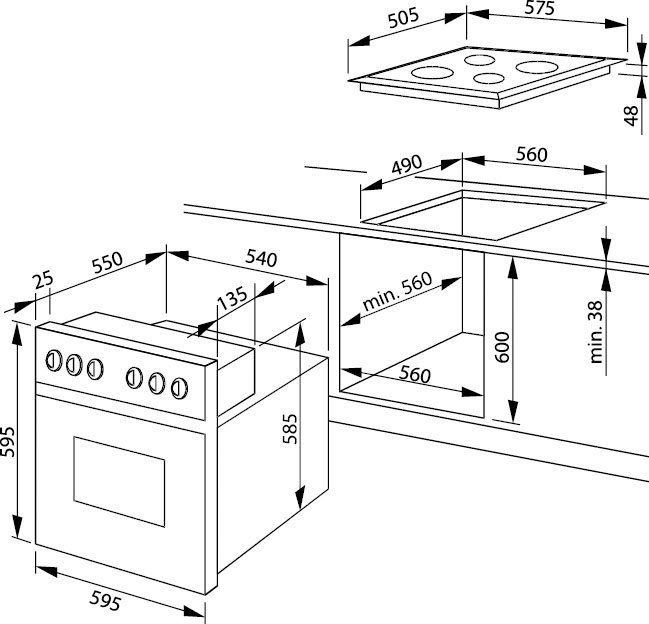 Amica Inbouw inductie fornuisset EHI 935 611 E