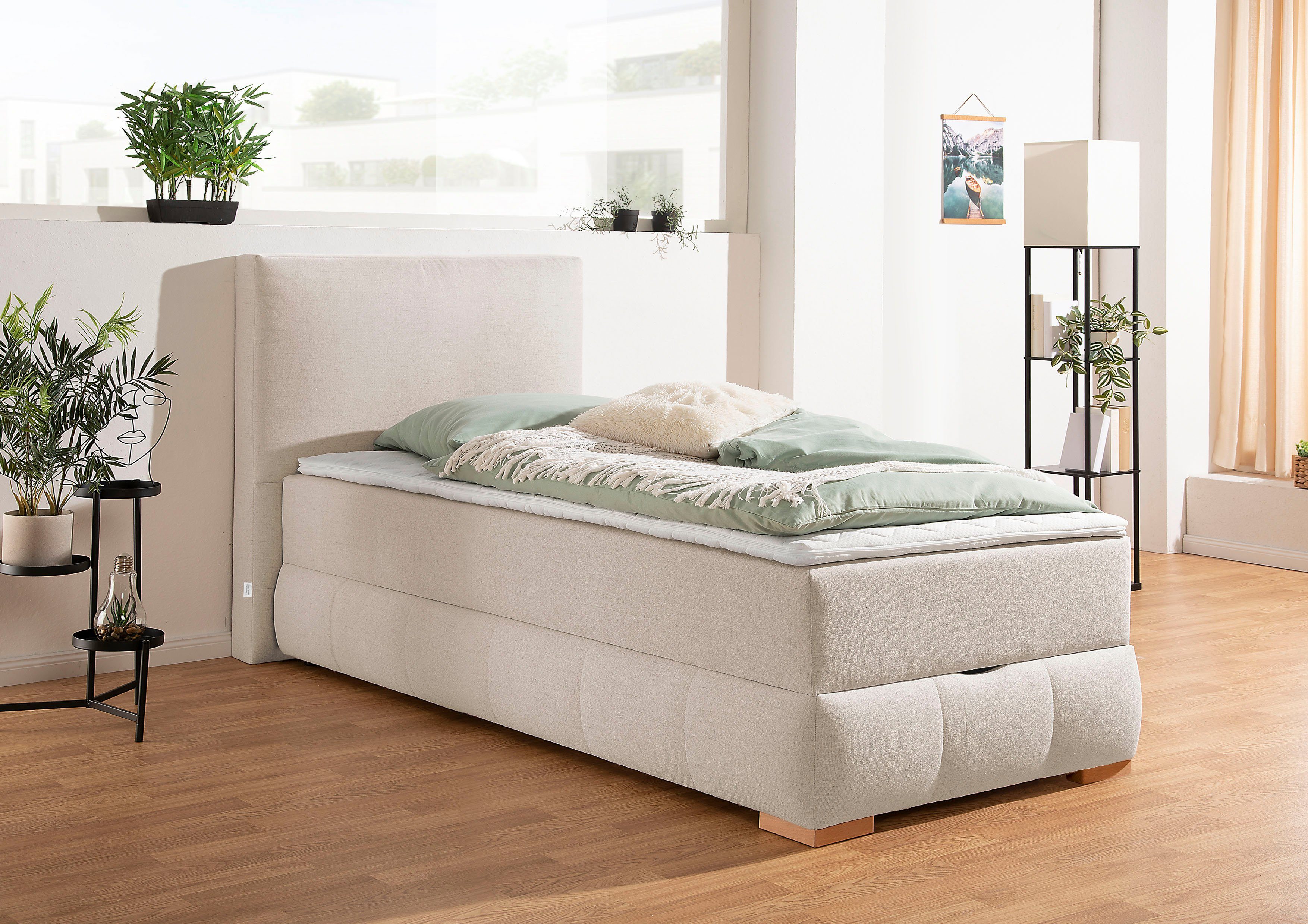 guido maria kretschmer homeliving boxspring wehma in h2  h3 ter keuze, inclusief topmatras beige