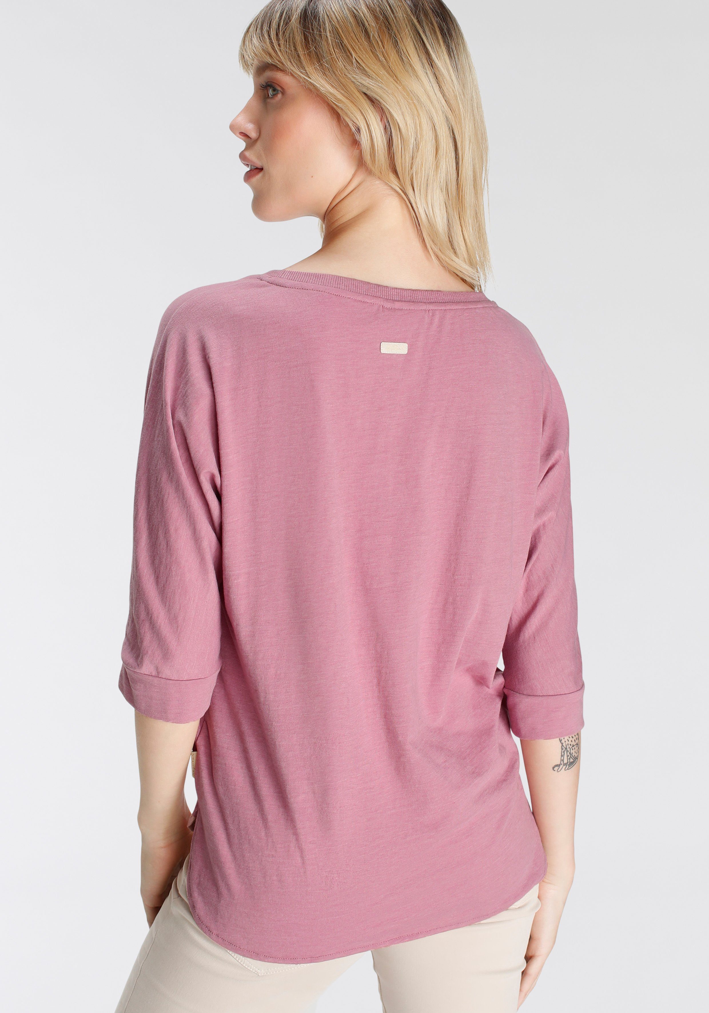 Ragwear Shirt met lange mouwen RAG Longsleeve SHIMONA O PRINTED met voorkantdruk en sierknop, achter langer gesneden