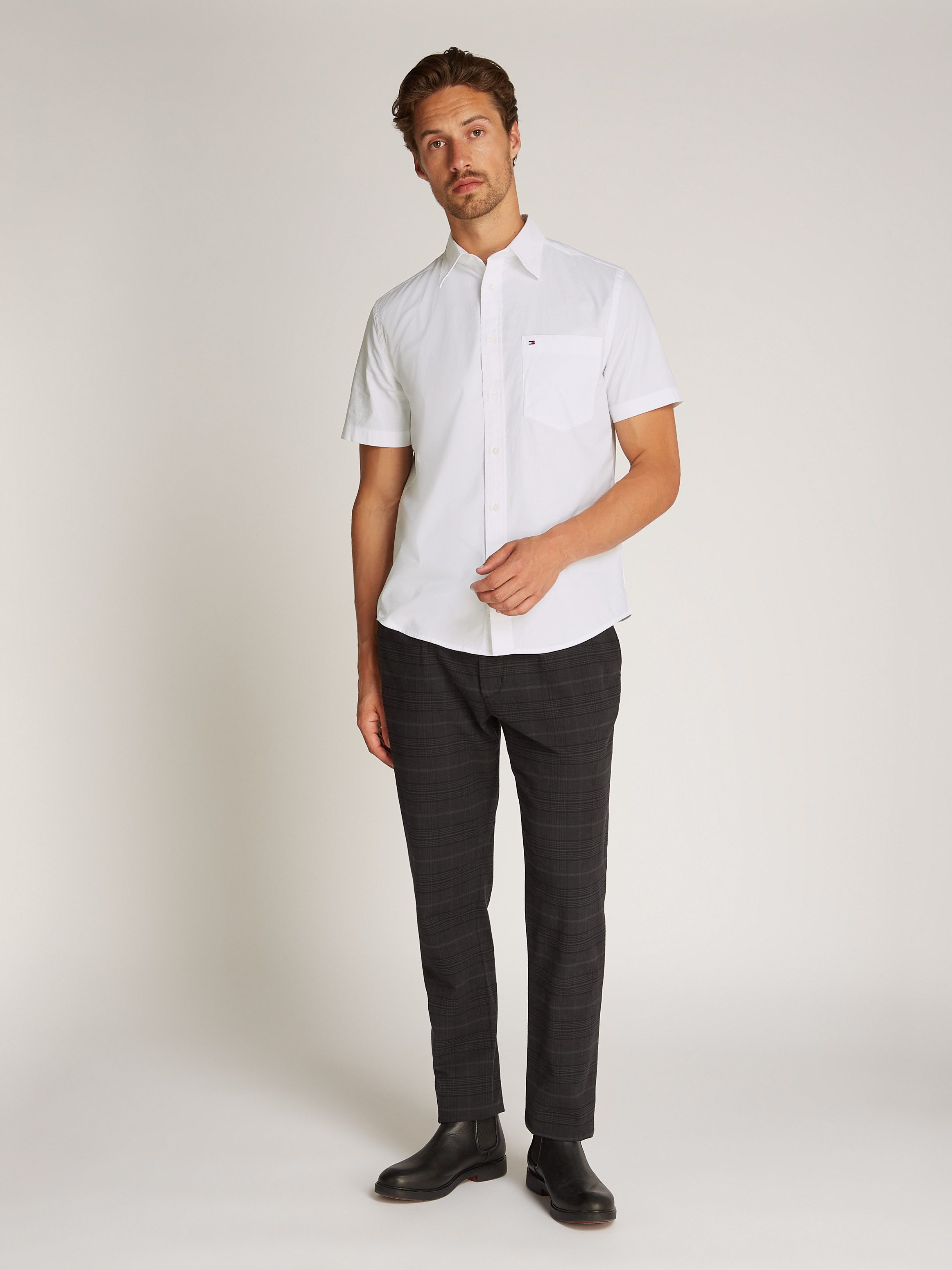 Tommy Hilfiger Overhemd met korte mouwen FLEX POPLIN SOLID S/S SHIRT