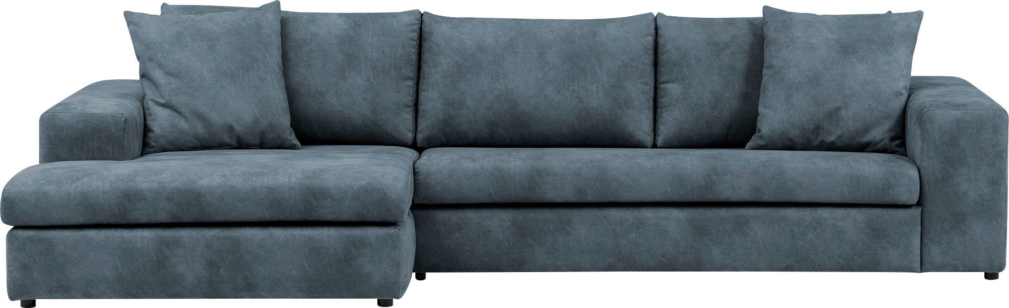 andas Hoekbank SLEETLAND XXL van fluweel of in vintage leer-look, L-model,