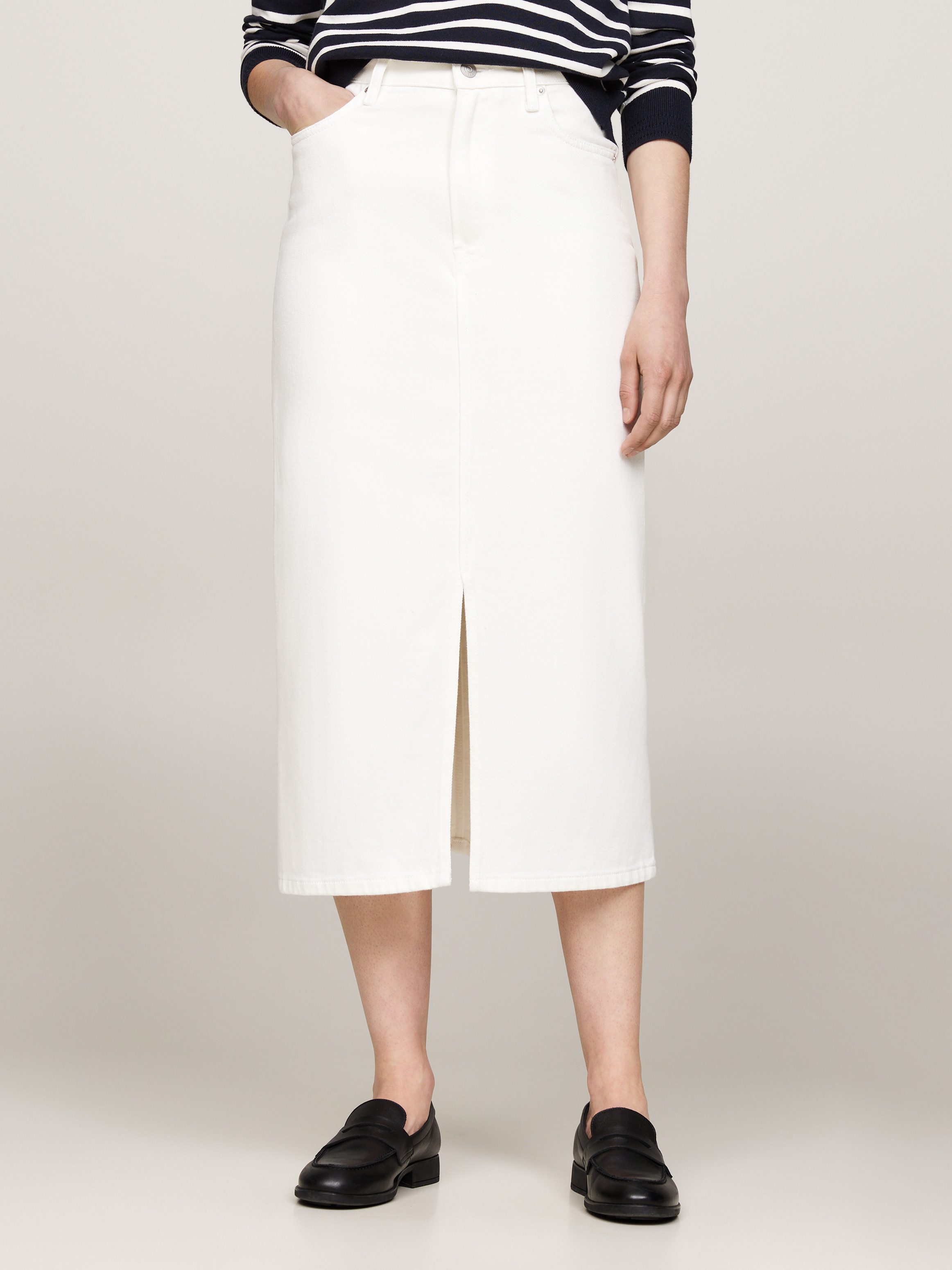 Tommy Hilfiger Kokerrok MIDI STRAIGHT SKIRT HW ECRU