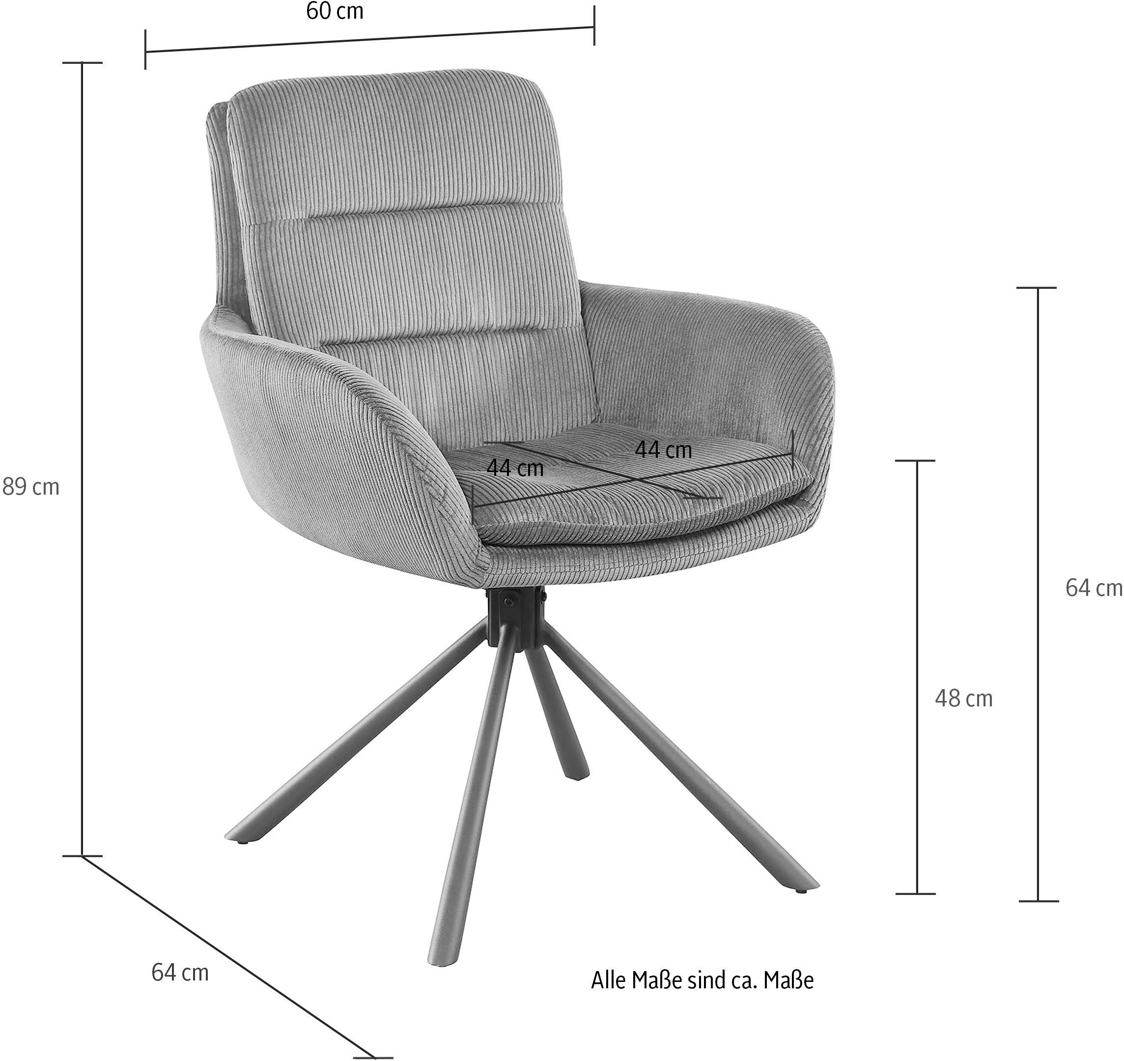 SalesFever Eetkamerstoel Pizzo armstoel Eetkamerstoel met cordstof, 360° draaifunctie (1 stuk)