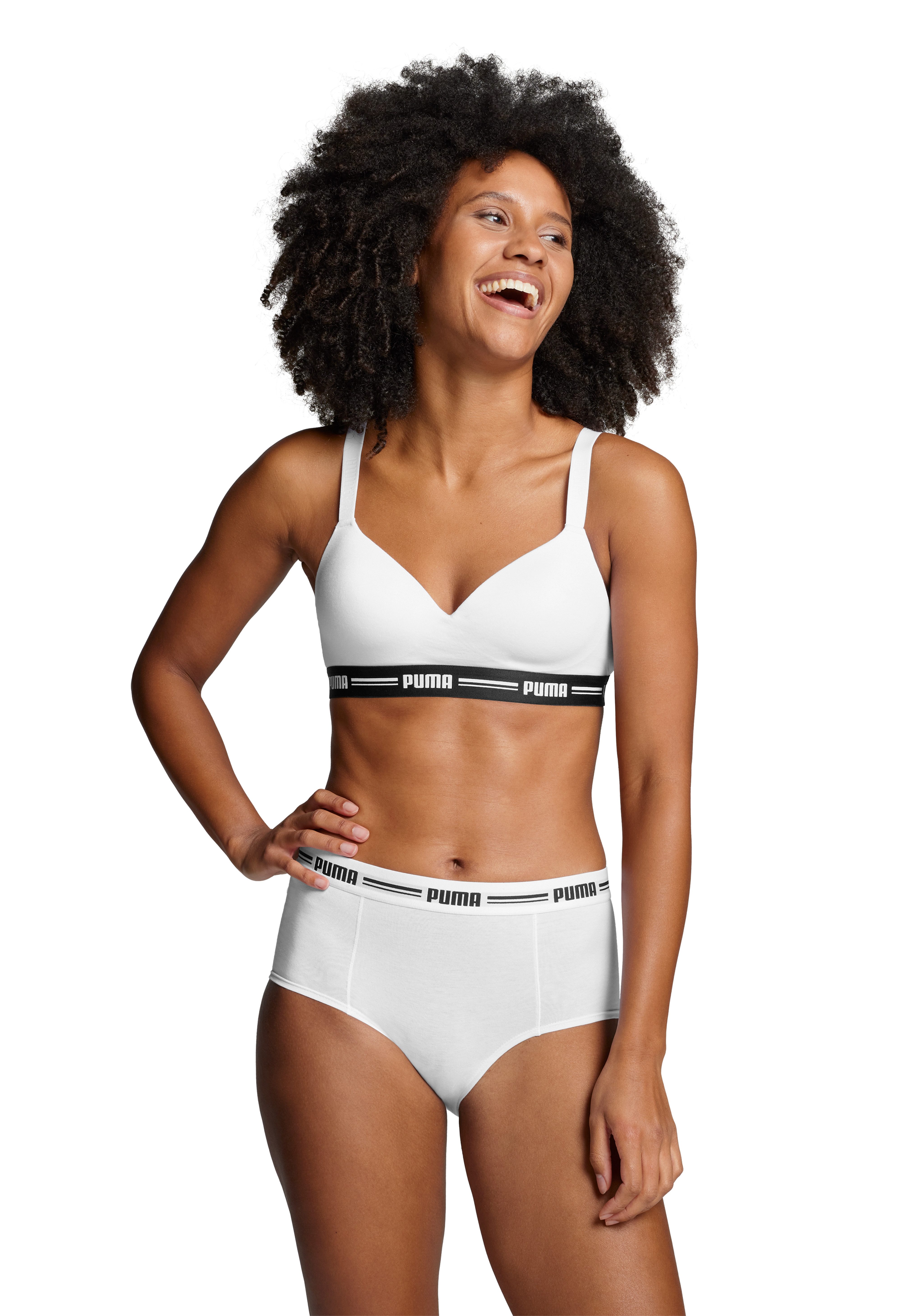 PUMA Hipster PUMA WOMEN MINI SHORT 2P PACK met opvallende logo-tailleband (2 stuks, Set van 2)