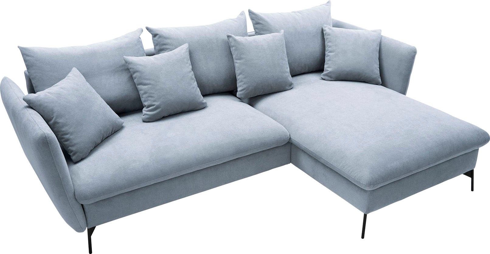 andas Hoekbank LIVORNO,258 cm, L-model, Slaapfunctie en bedlade (139/224 cm), fluweel, structuur, geweven stof
