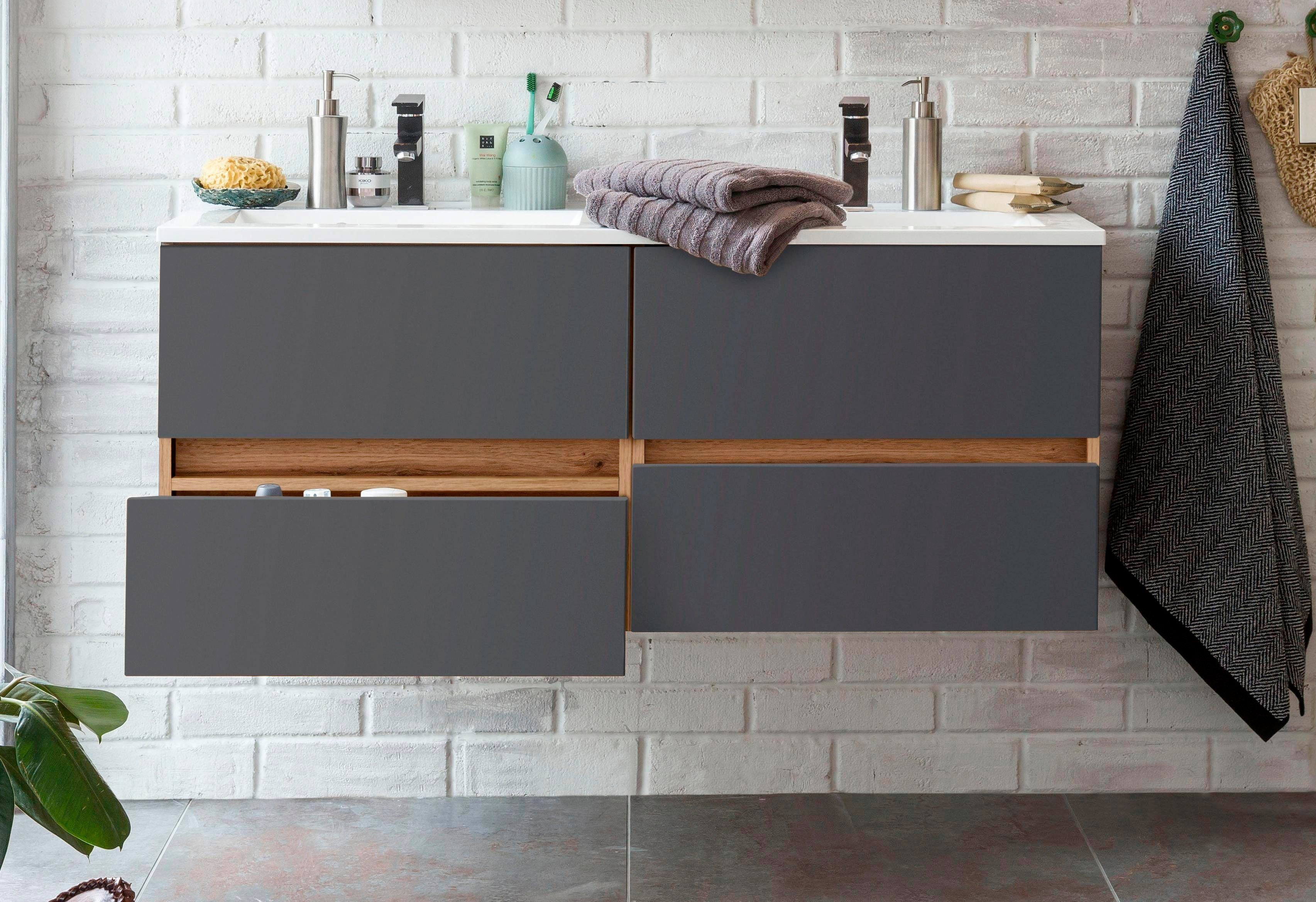 welltime Wastafelonderkast Lucca Badkamermeubel, wastafelonderkast inclusief wasbak, breedte 120 cm