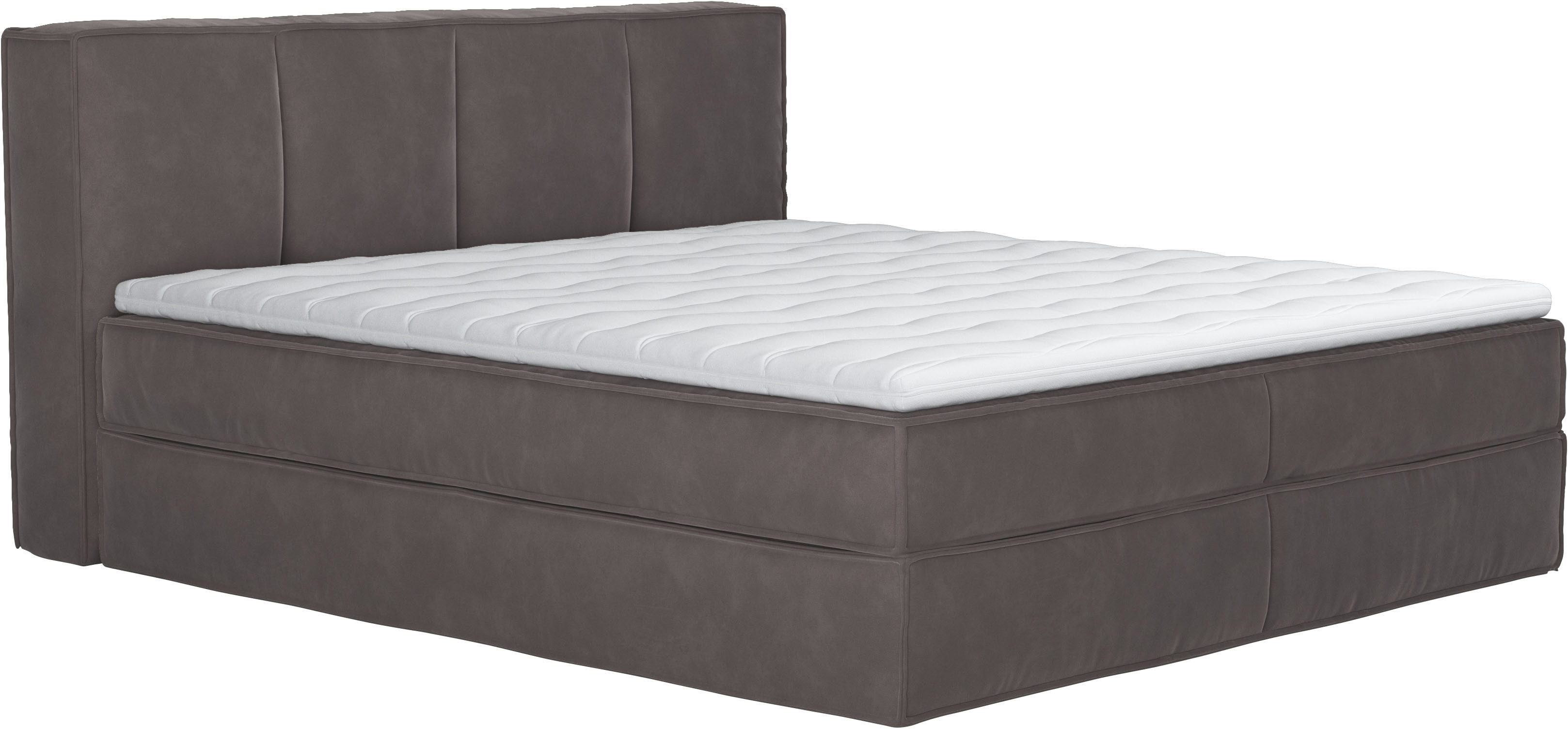 Home affaire Boxspring Sacy Boxbed incl. topmatras, 2 matrassen, hardheden H2, H3 en H4 naar keuze boxsprings maat Velour VELVET grijs