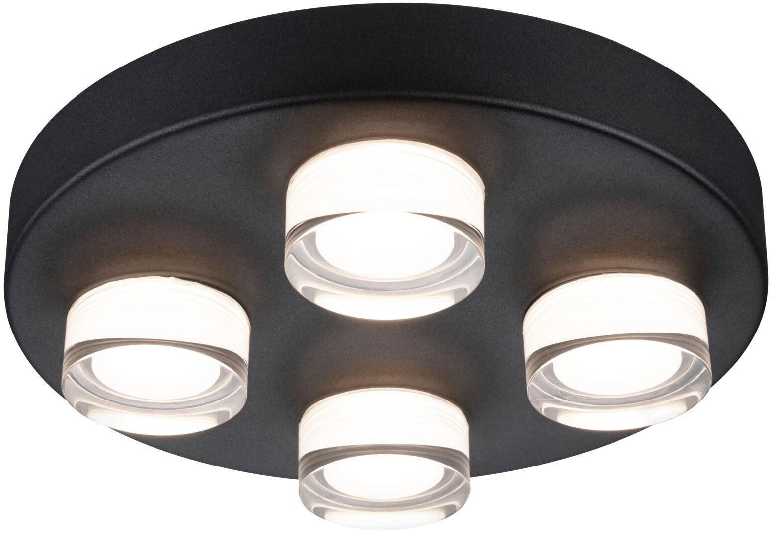 Paulmann Led-plafondlamp Selection badkamer wand-/plafondlamp Kame IP44 signal zwart 4 stuks (1 stuk)