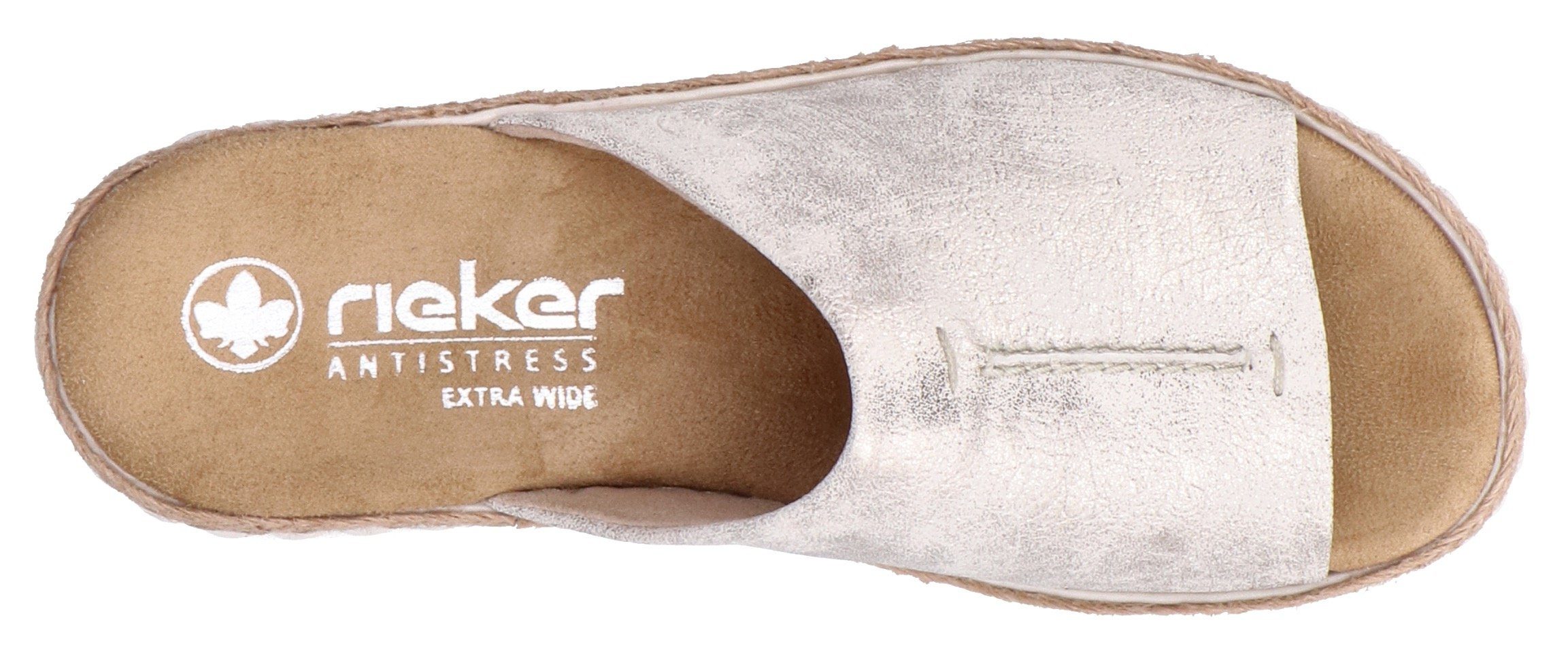 Rieker Slippers sleehak, zomerschoen, slippers met jute-omranding aan de loopzool
