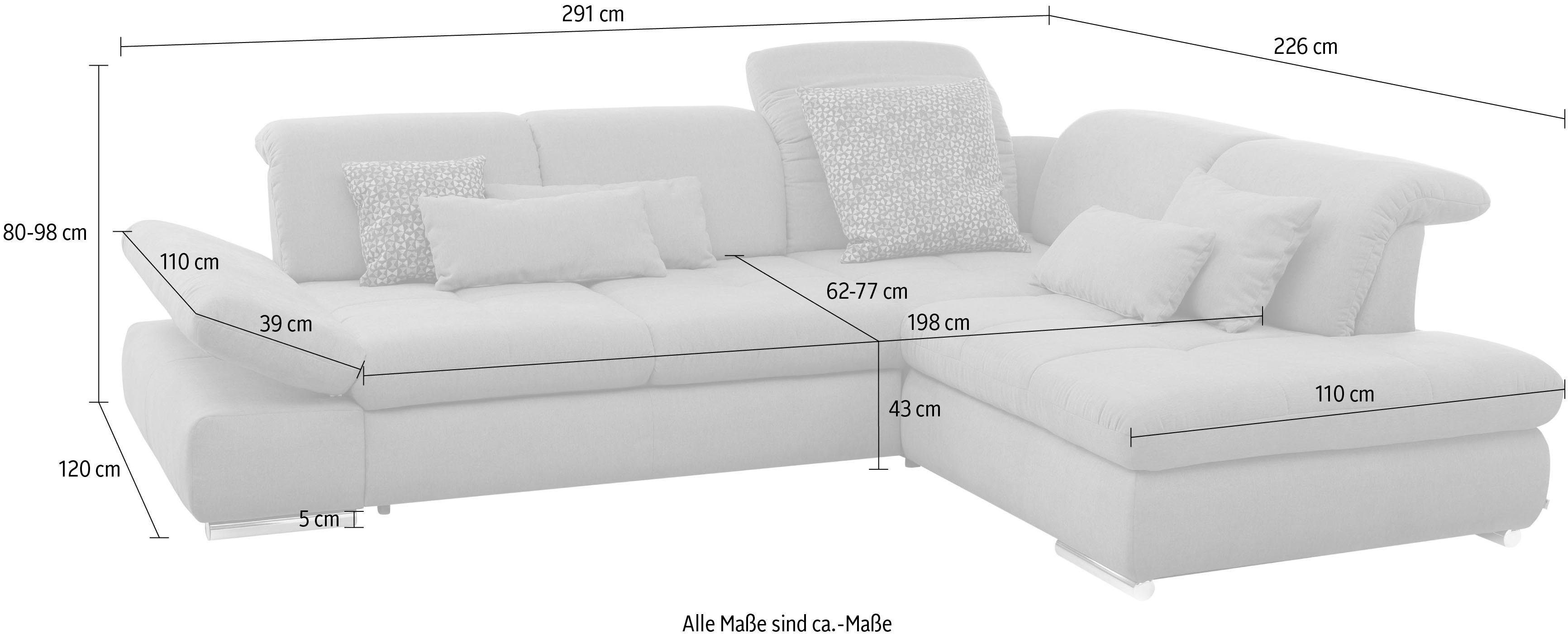 set one by Musterring Hoekbank SO 4100 met comfortabele pocketvering en hoofdeindeverstelling,