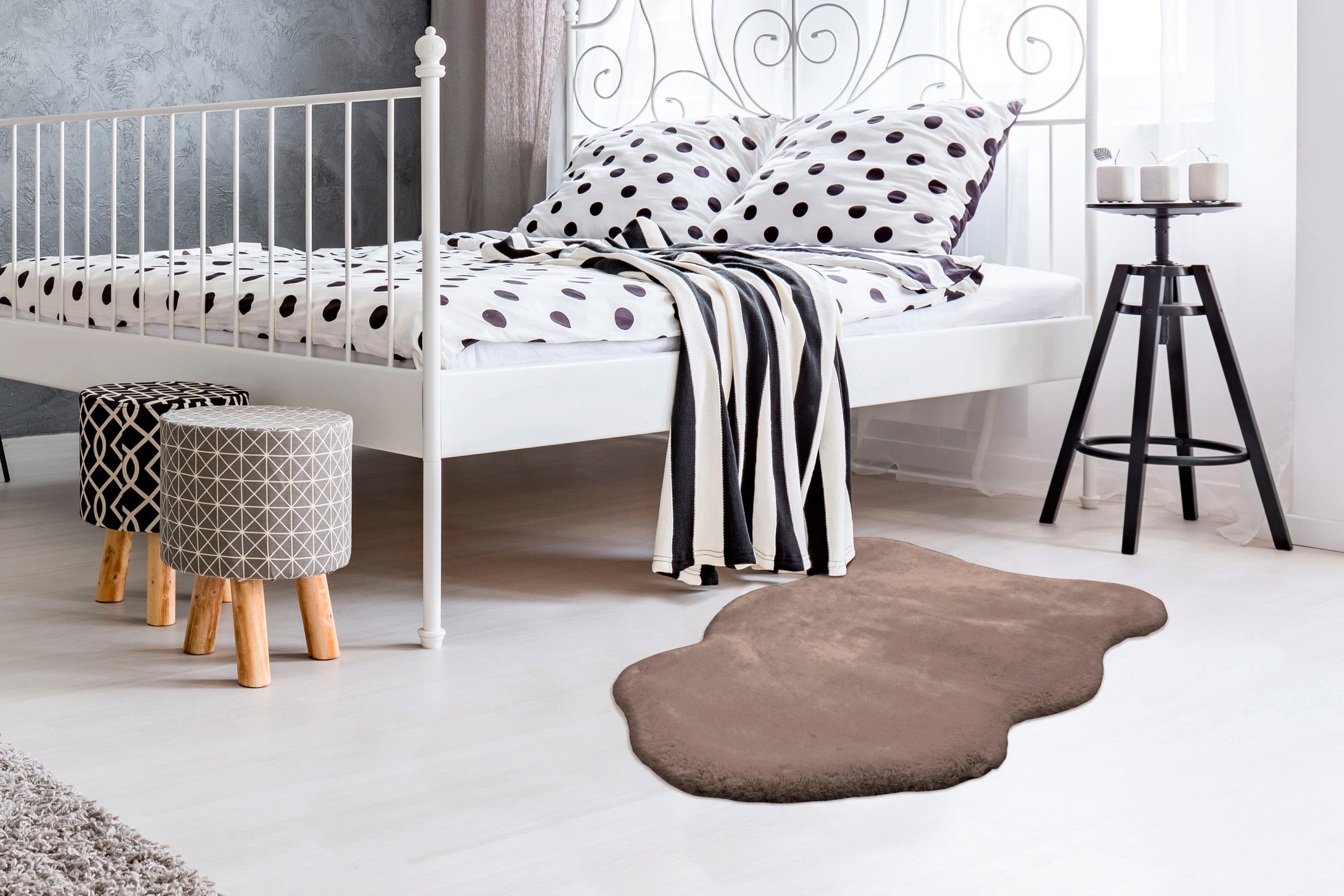 Padiro Vachtvloerkleed Rabbit Light Sheepskin 825 zacht bonttapijt-imitaat, slaapkamer, kinderkamer