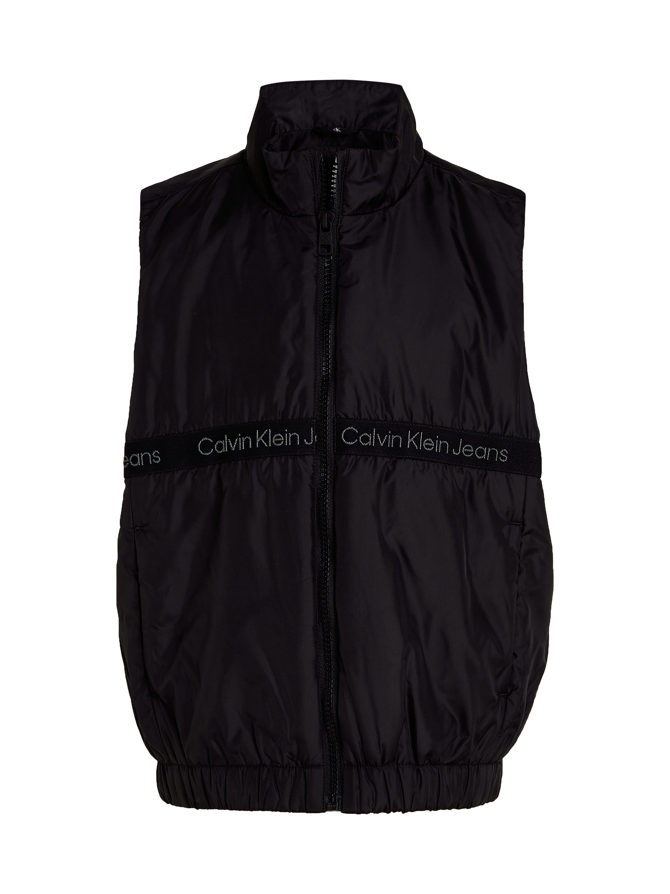 Calvin Klein Korte bodywarmer BOXY LIGHT PADDED TAPE VEST voor kinderen tot 16 jaar met calvin klein merklabel