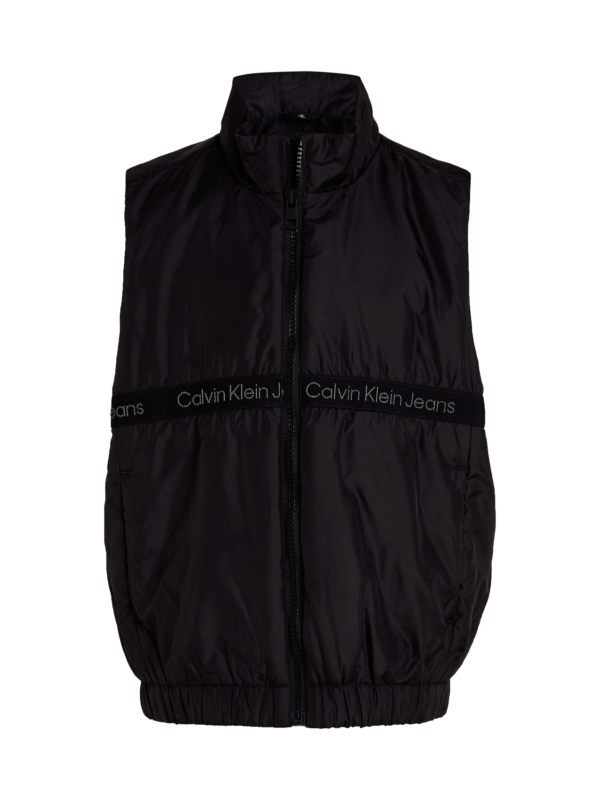 Calvin Klein Korte bodywarmer BOXY LIGHT PADDED TAPE VEST voor kinderen tot 16 jaar met merklabel