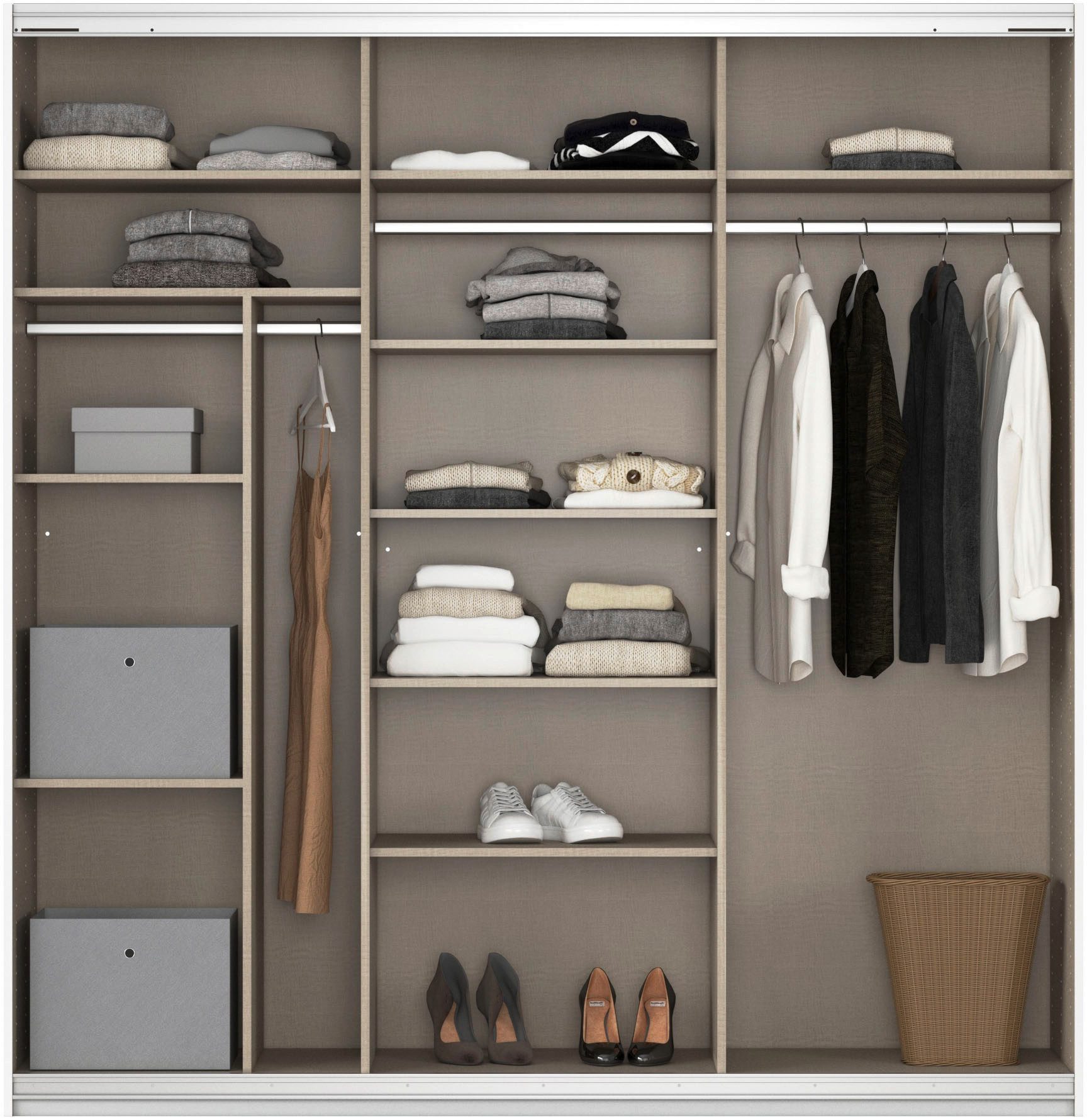 rauch Schuifdeurkast Kledingkast Garderobe CORTONA inclusief interieurindeling,