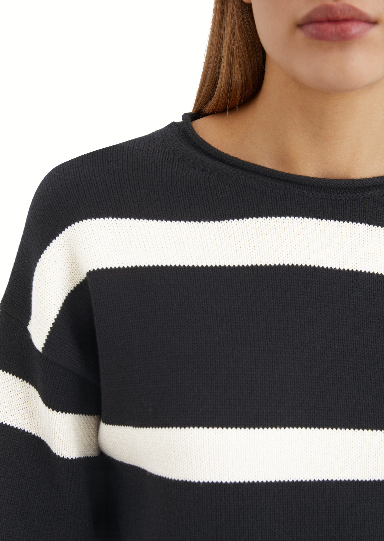 Marc O'Polo Gestreepte trui de gestreepte, licht verkorte oversized model