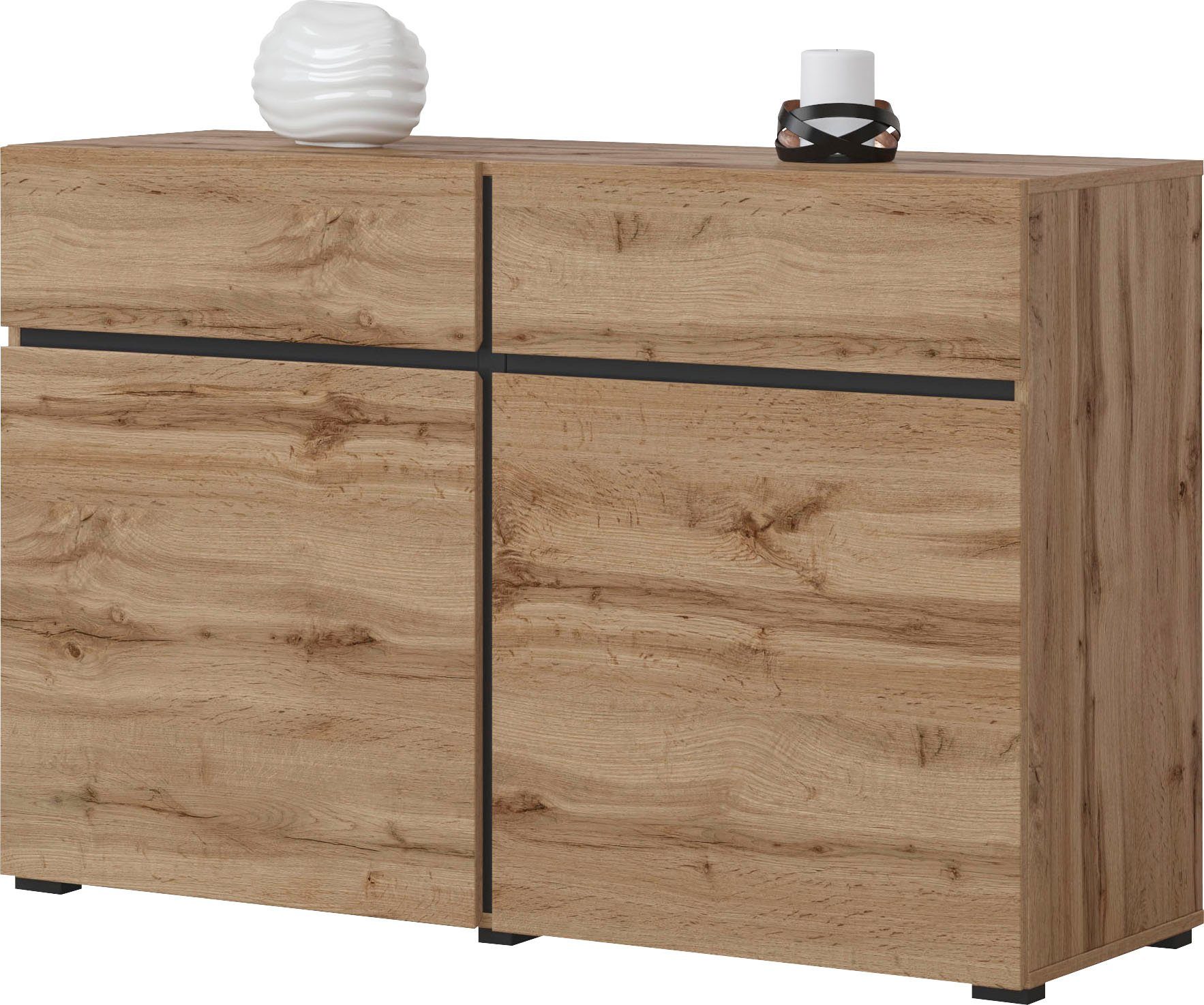 INOSIGN Dressoir Cross,breedte 119,5 cm, moderne greeploze kast,2 deuren/2 laden