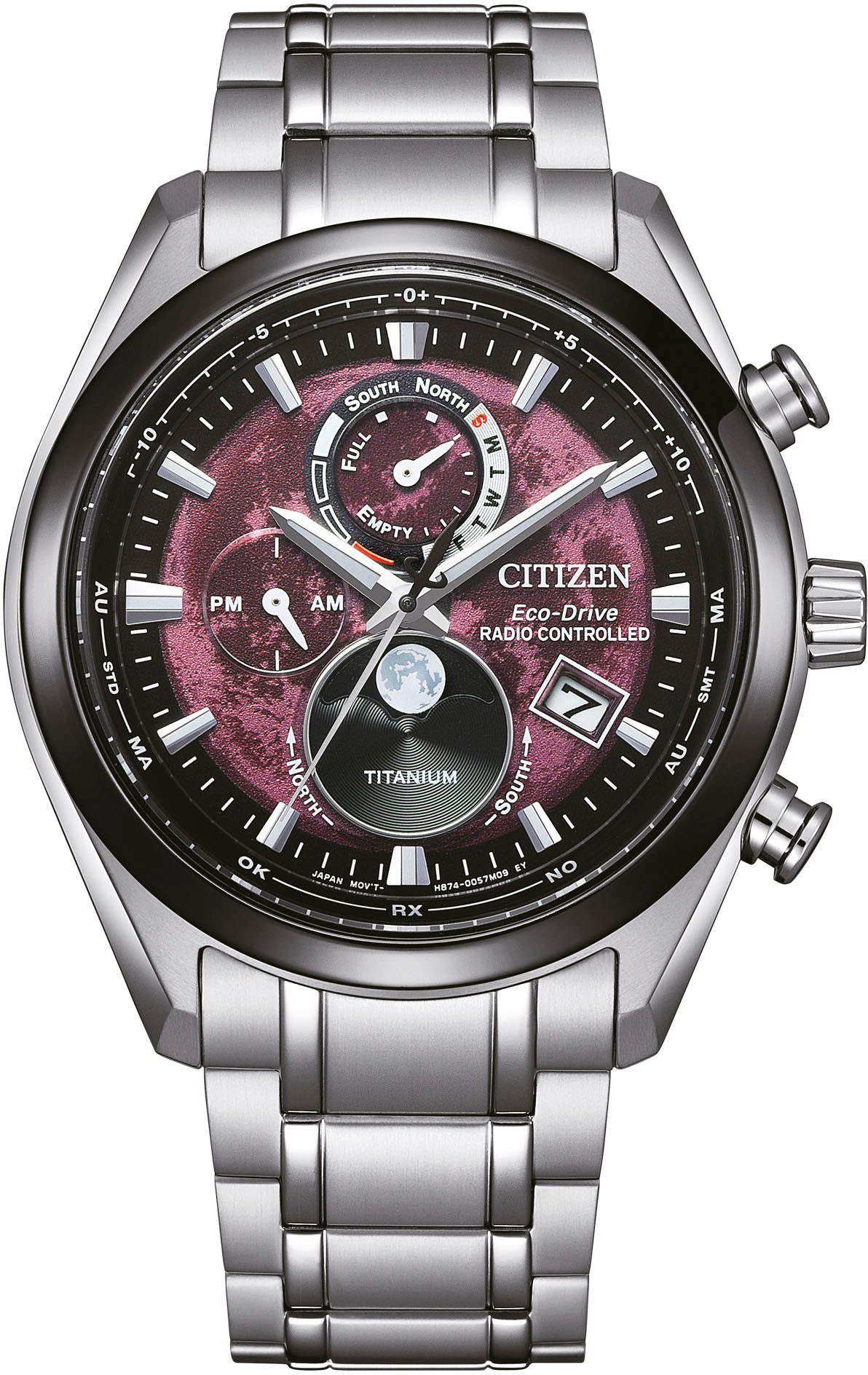 Citizen Radiografische chronograaf Tsuki-yomi Polshorloge, herenhorloge, solar, titanium, stopwatchfunctie, maanfase