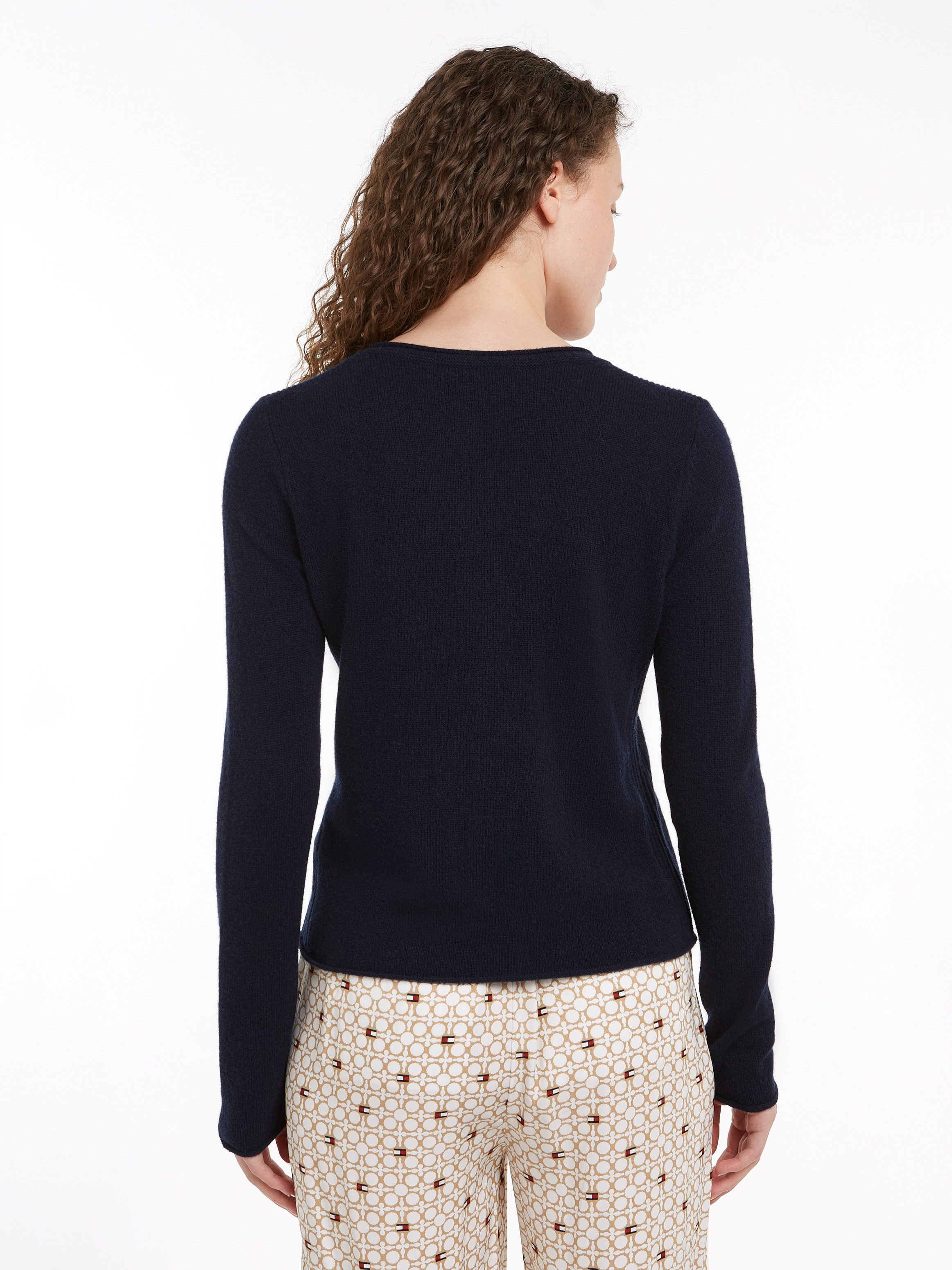 Tommy Hilfiger Gebreide trui SOFT WOOL C-NK SWEATER met logoborduring van 100% wol