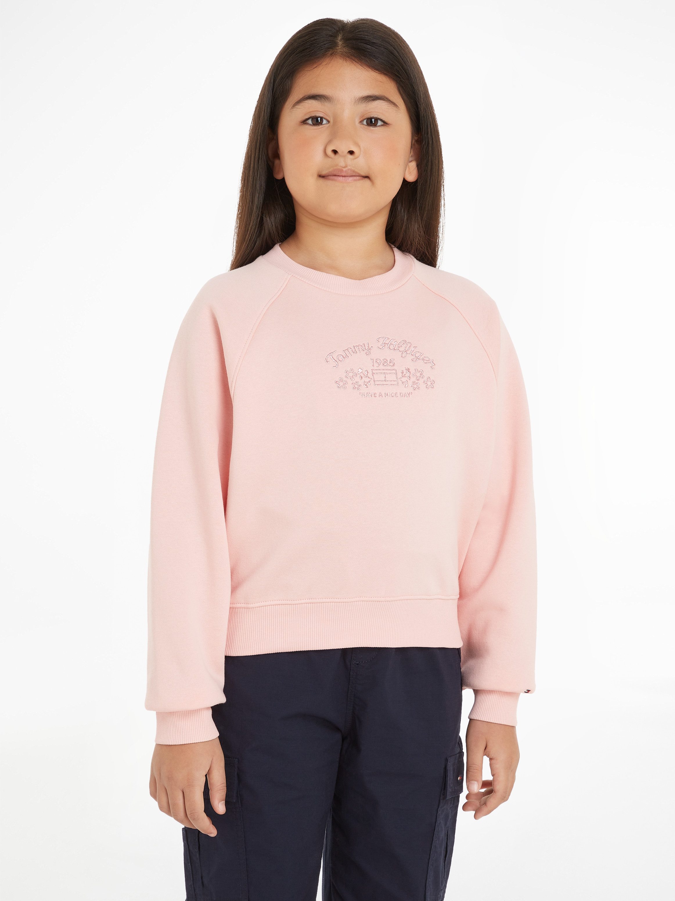 Tommy Hilfiger Sweatshirt EMB FLOWER FLEECE CREWNECK Kinderen tot 16 jaar met logostiksel