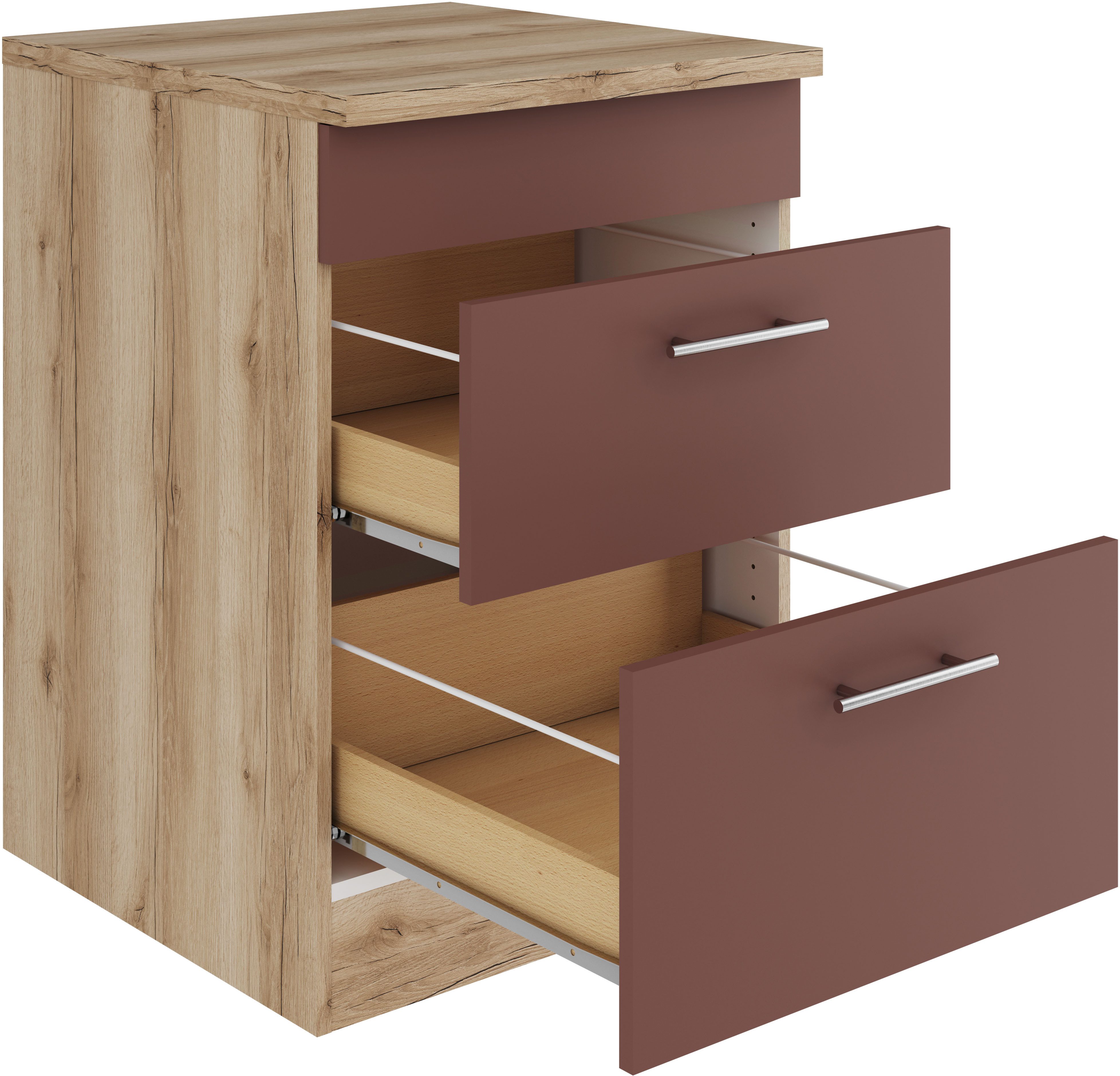 OPTIFIT Ombouwkast voor fornuis Bella Breedte 60 cm, voor kookplaten, 2 uittrekken