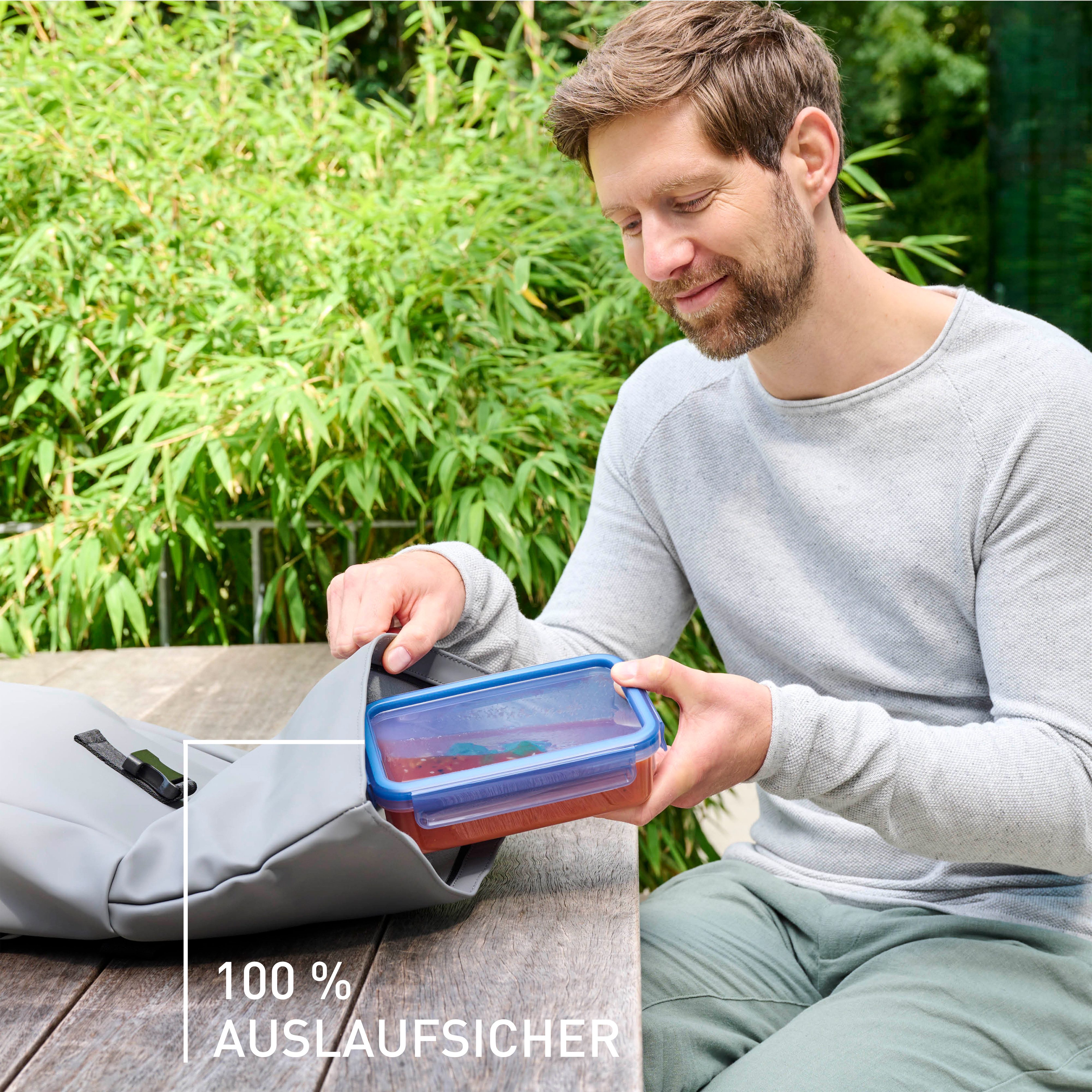 Emsa Vershoudtrommel Clip & Close Eco 1 l, rechthoekig, eco-design, dicht, hygiënisch, vaatwasserbestendig (2-delig)