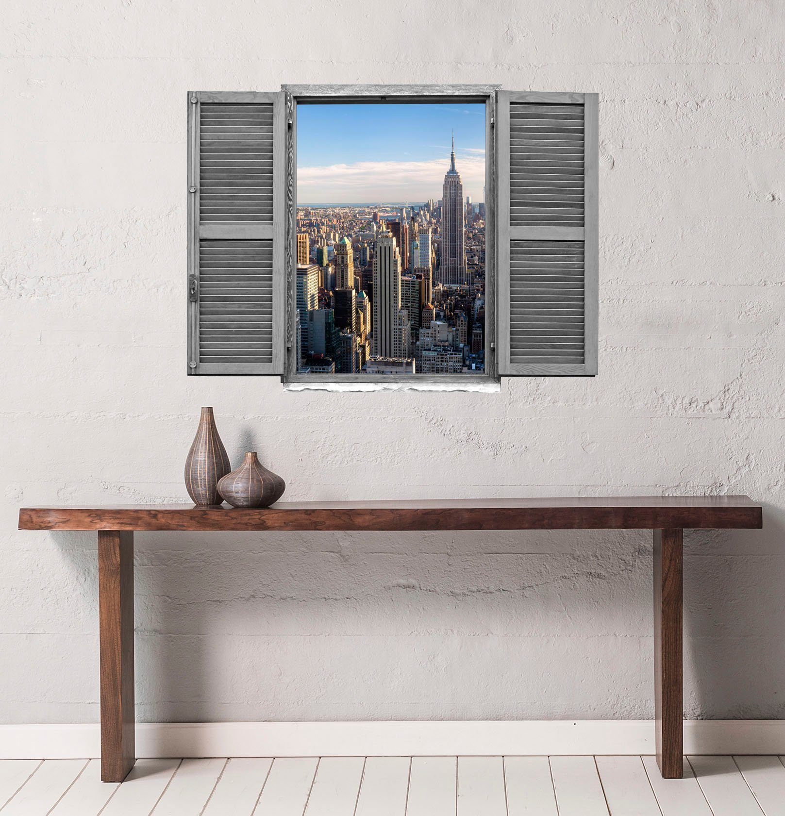 queence Wandfolie New York Muursticker, muurdecoratie, zelfklevend, 3D, raam (1 stuk)
