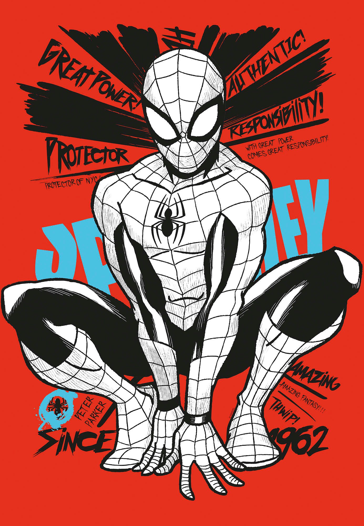 Komar Artprint op linnen Spider-Man Protector of NYC - Afmeting 40 x 60 cm (1 stuk)
