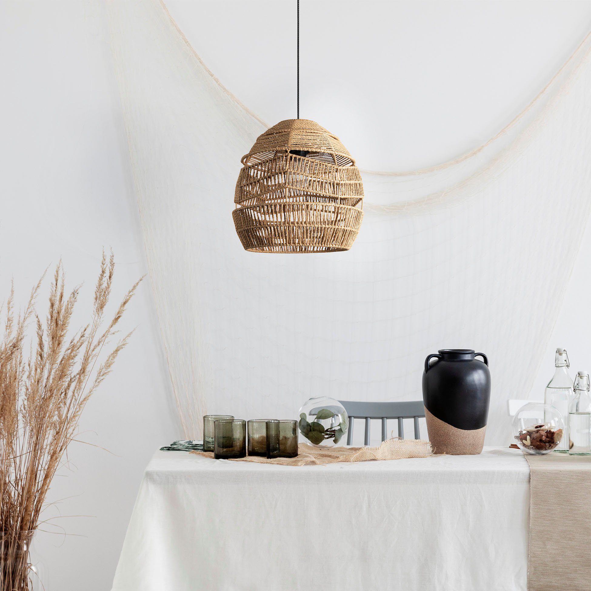 Paco Home Hanglamp Villa Pendellamp hanglamp vintage rustiek LED Boho papier E27