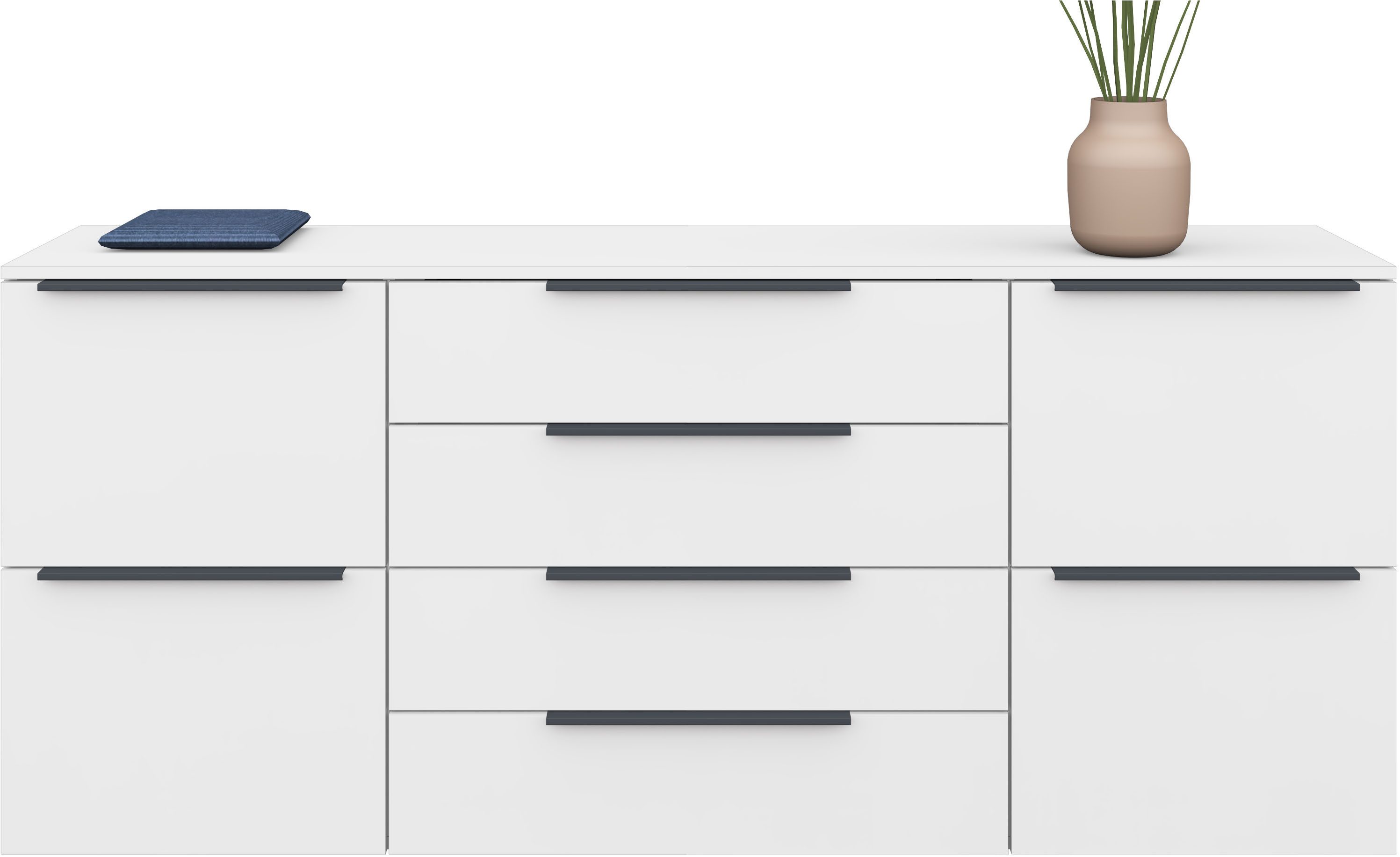 borchardt Möbel Dressoir Tom Breedte 166 cm, verstelbare legplanken, gelakte alu-profielgrepen