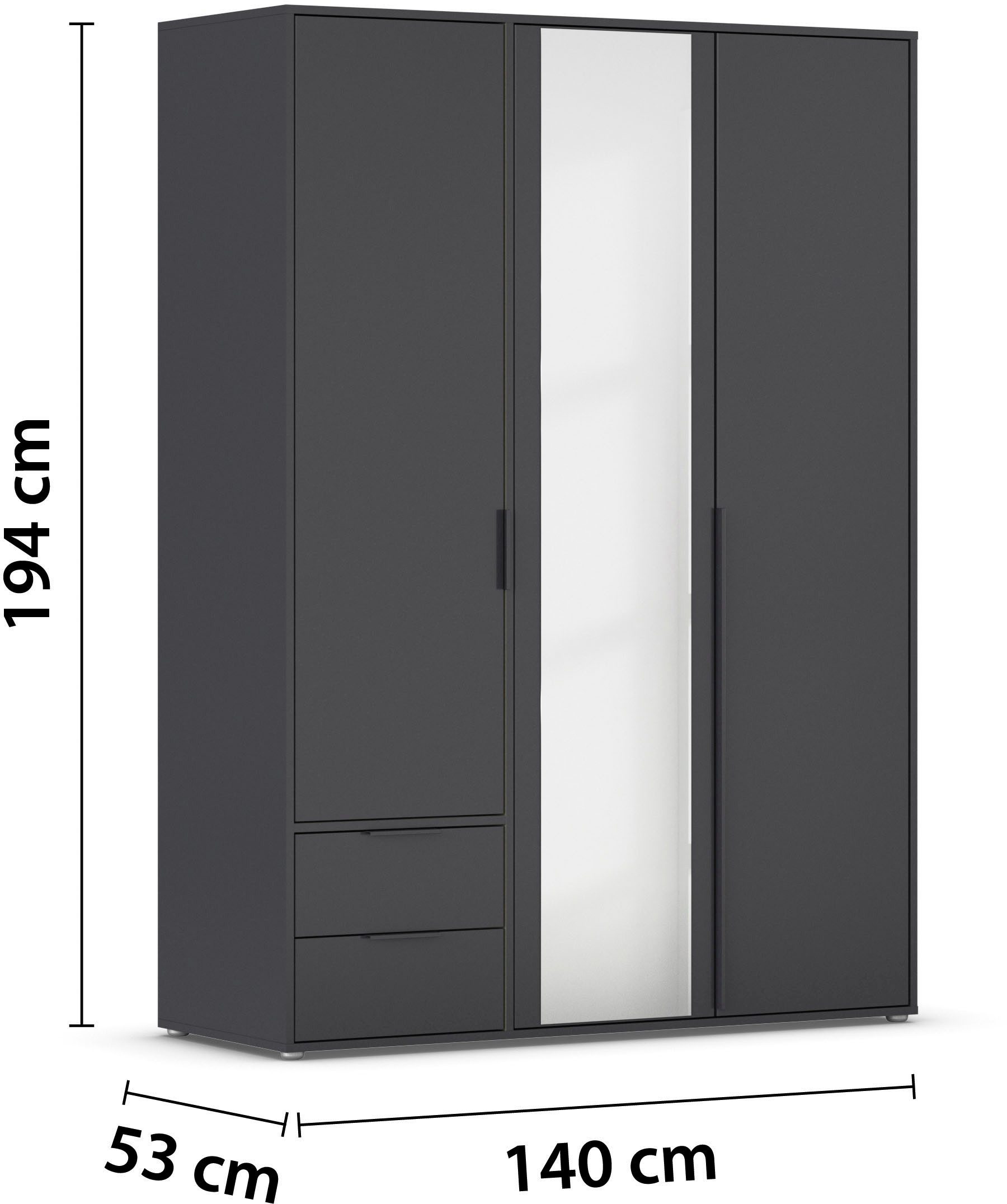 rauch Draaideurkast Kledingkast Kast Garderobe Wasmand NAGATA met Spiegel und schubladen sowie stangengriffen topseller made in germany